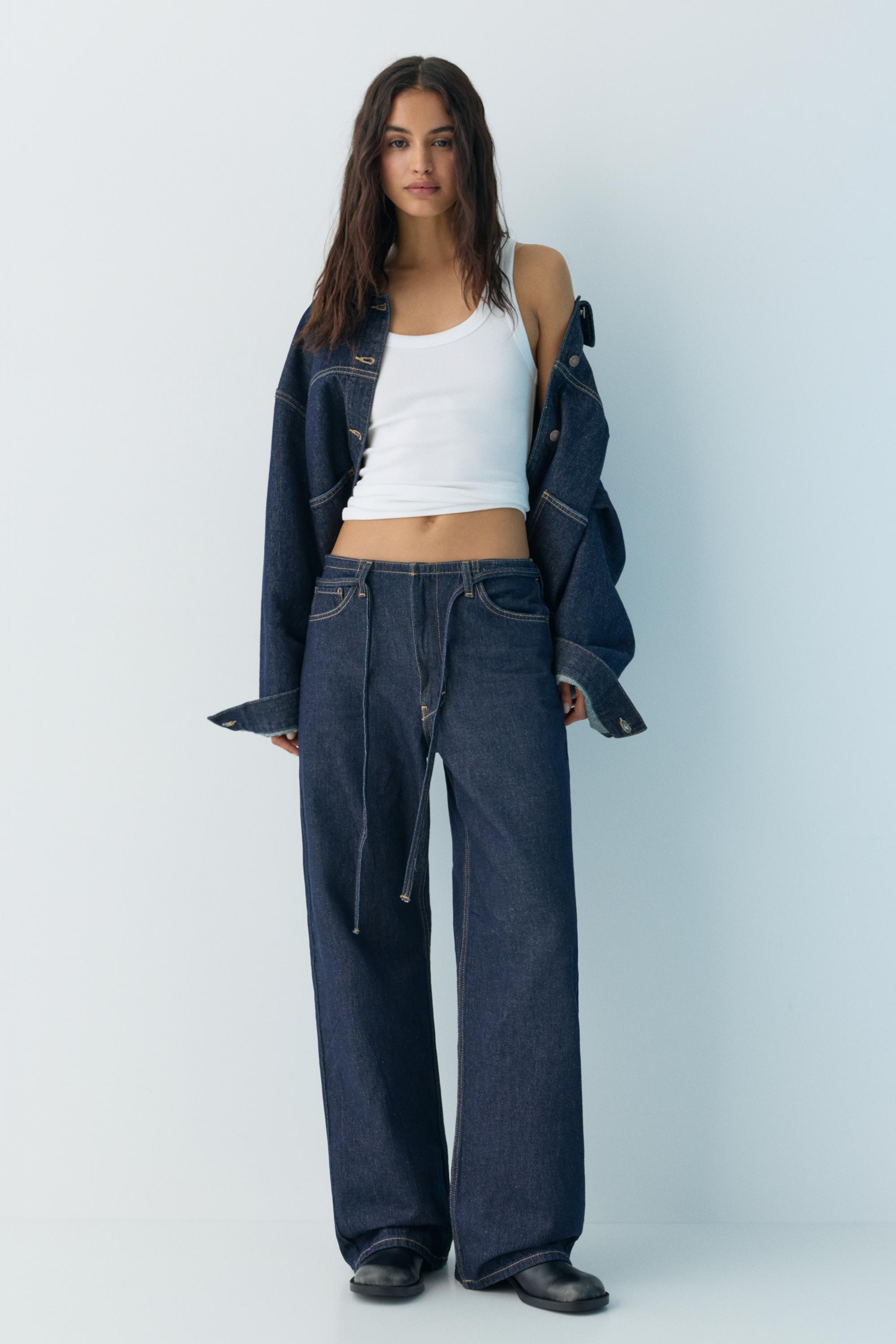 Baggy jeans with drawstring — Navy