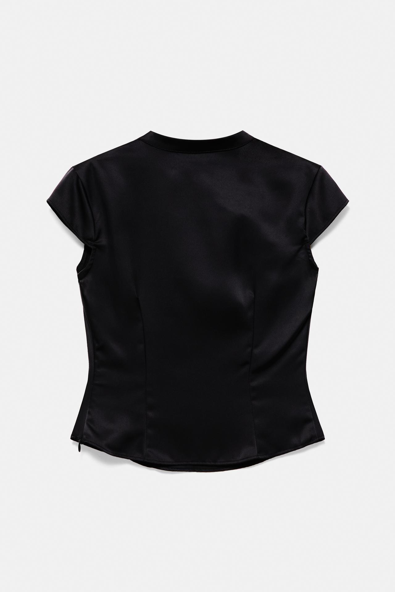 Satin fireman clasp shirt — Black