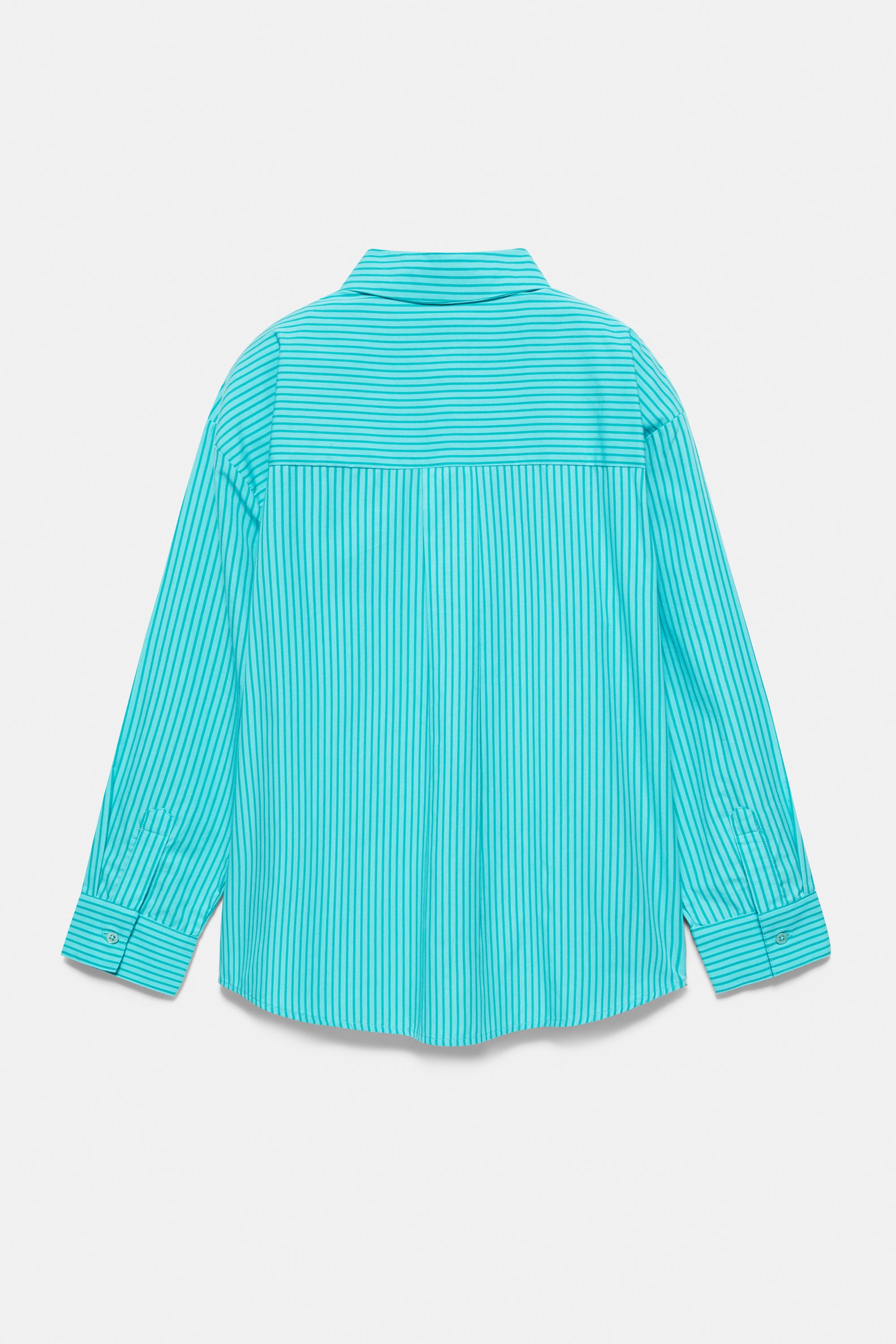 Oversize striped shirt — Turquoise