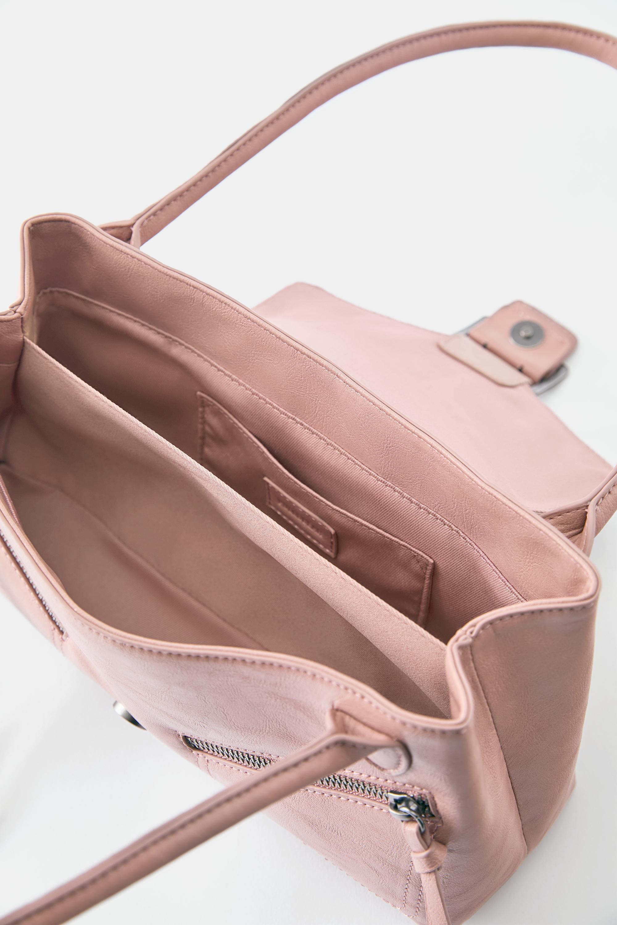 Buckle and zip shoulder bag — Pink