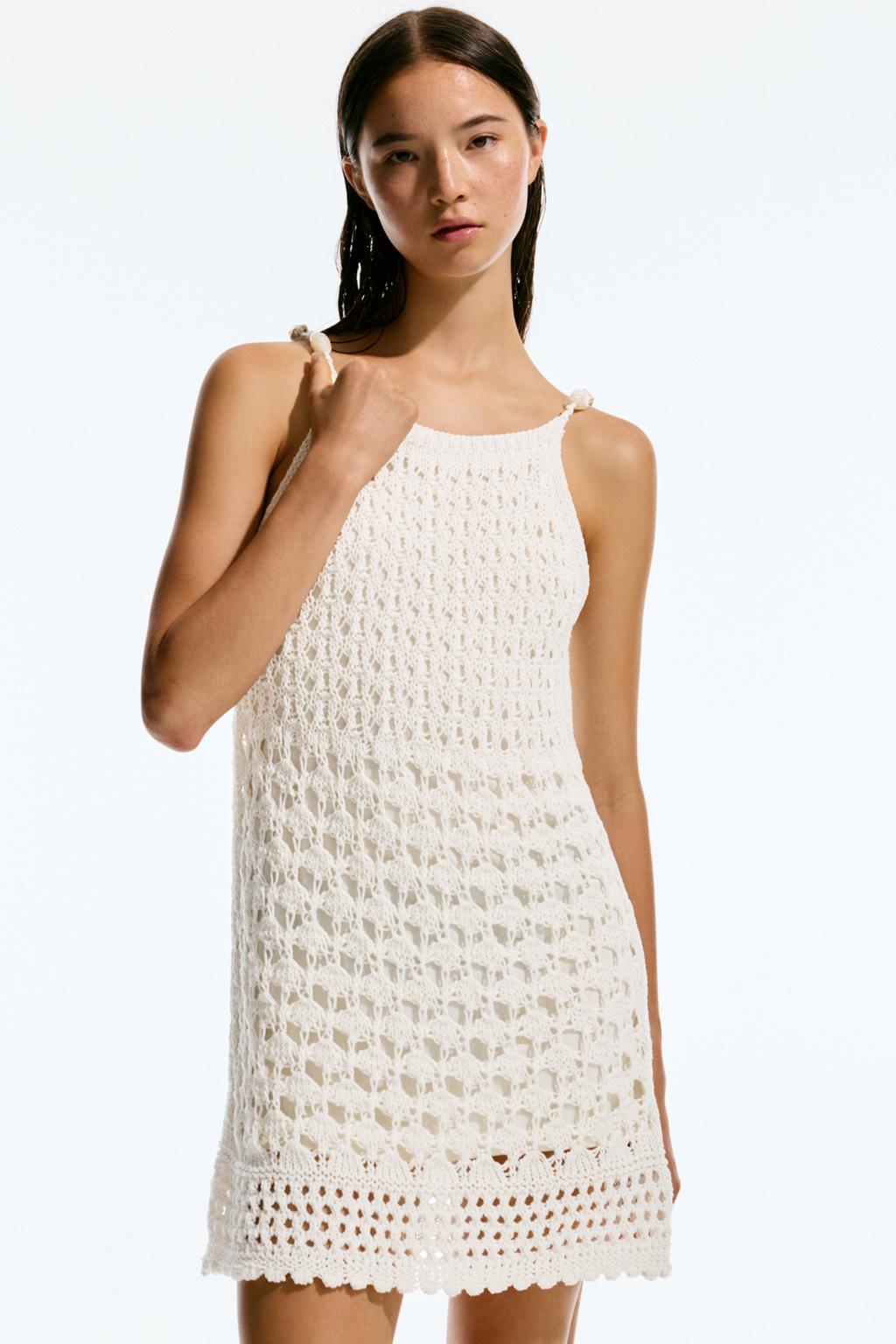 Vestido corto crochet abalorios PULL&BEAR1