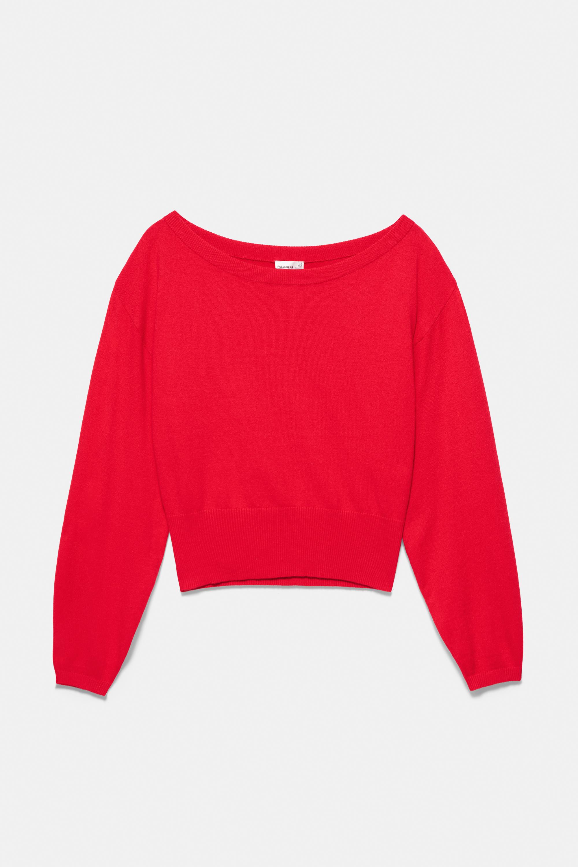 Asymmetric neck jumper — Red