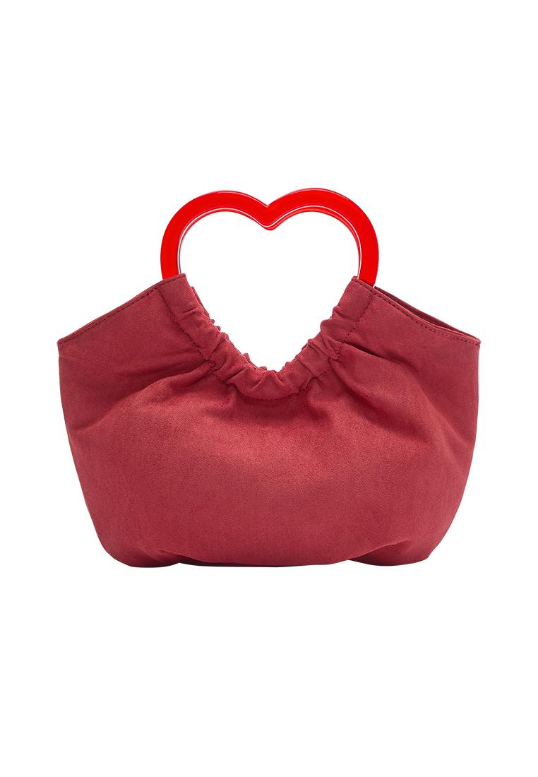 Heart-handle handbag — Red