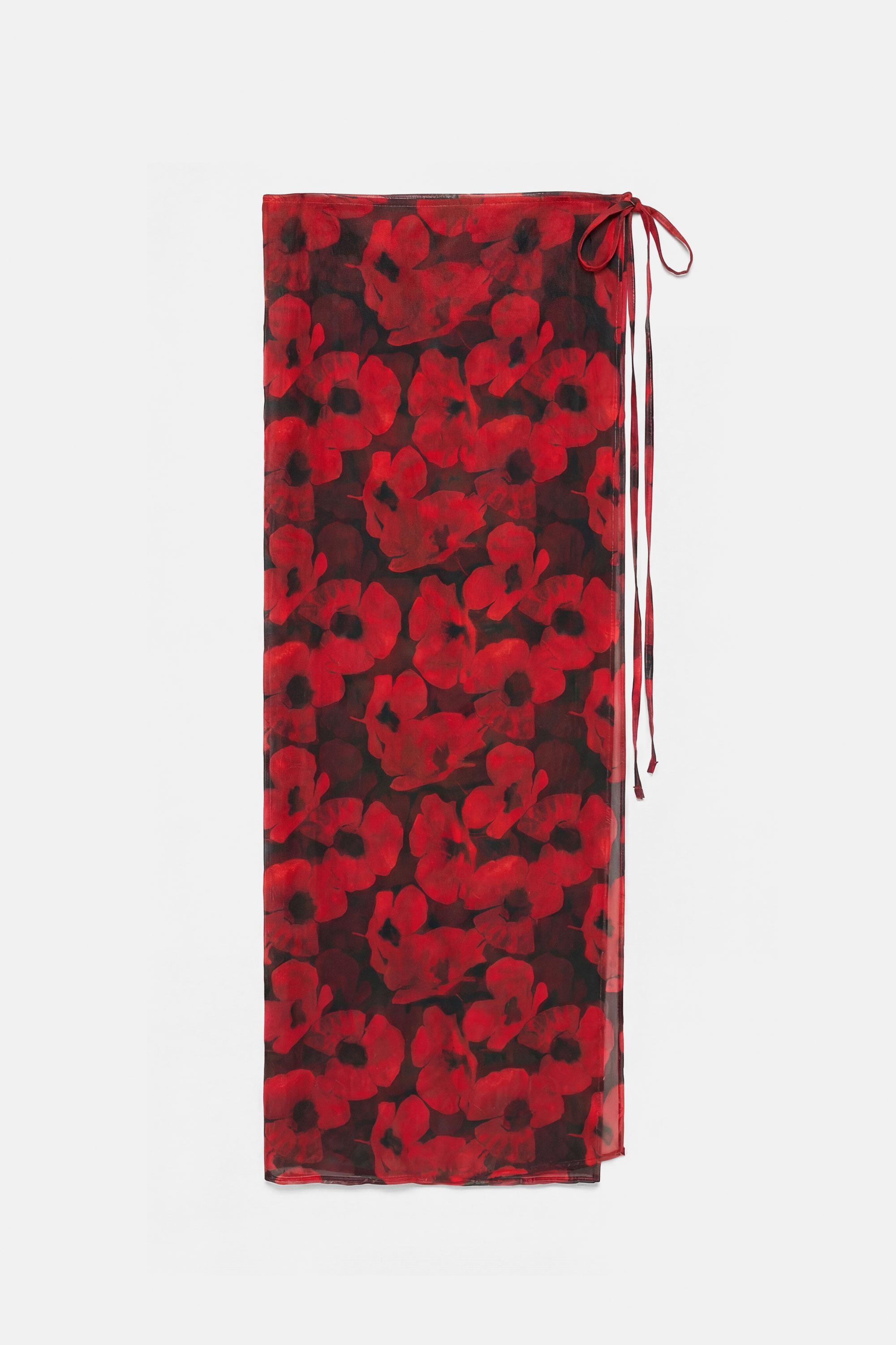 Long floral sarong — Red