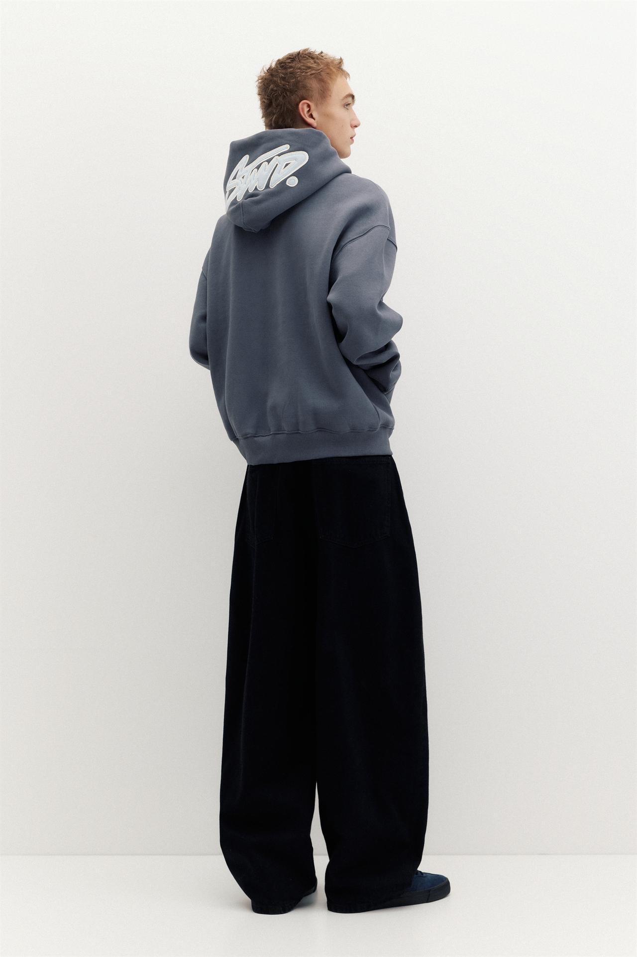 STWD hood sweatshirt — Grey blue