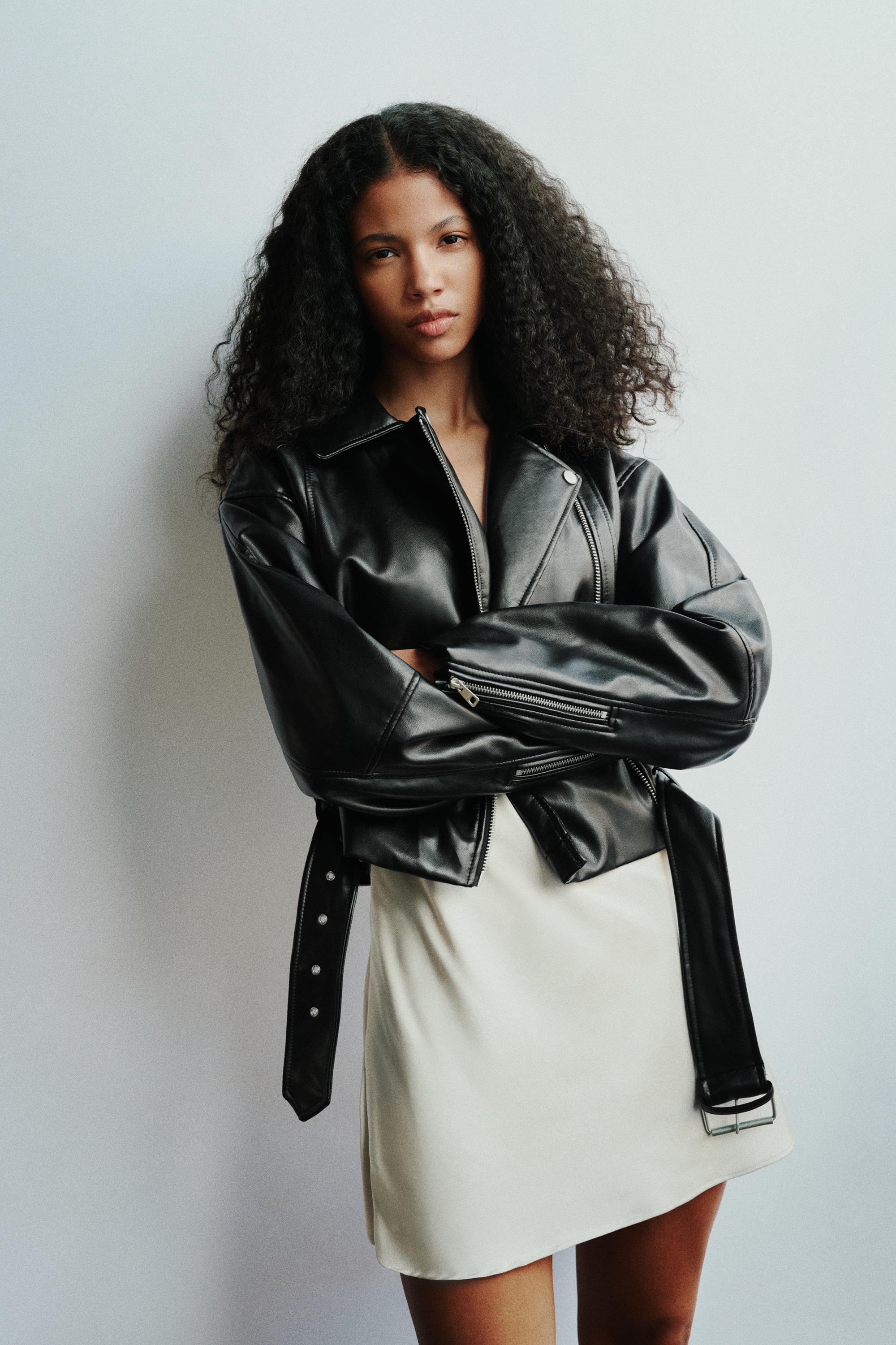 Leather effect biker jacket — Black