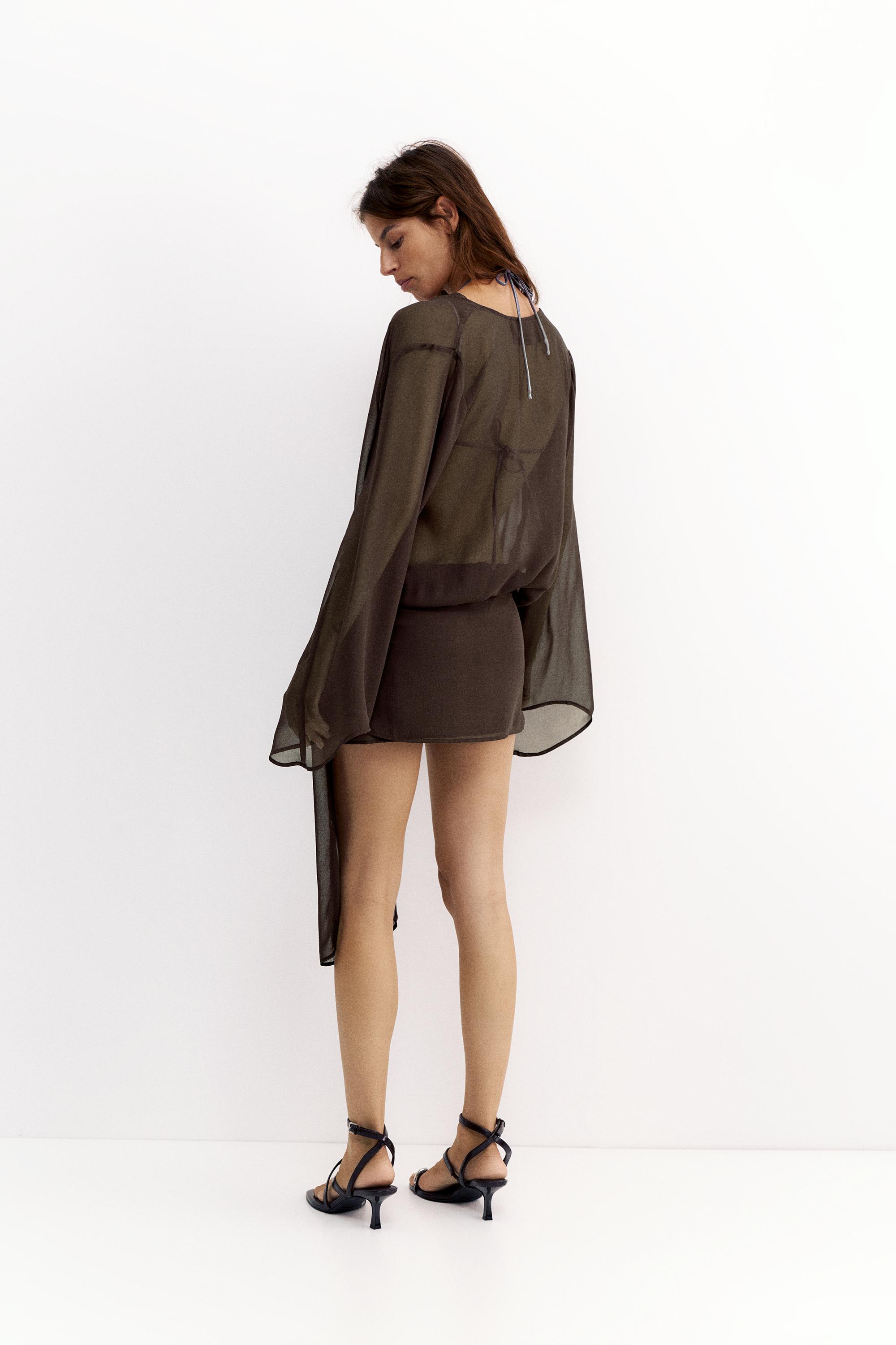 Draped wrap dress — Brown