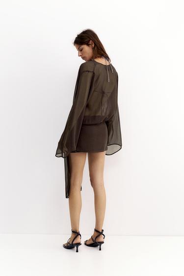 Draped wrap dress — Brown 3
