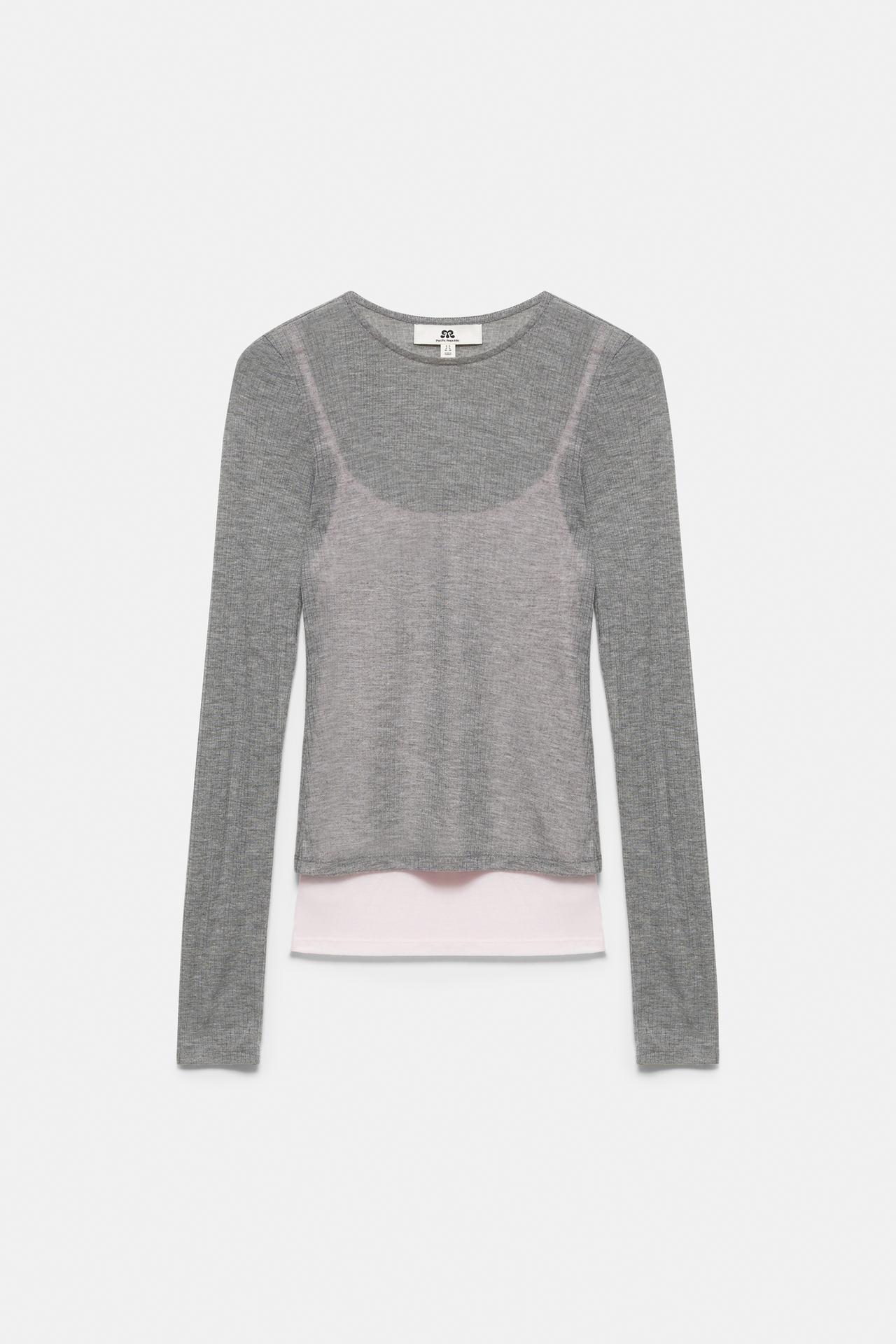 Fine double-layer T-shirt — Grey marl