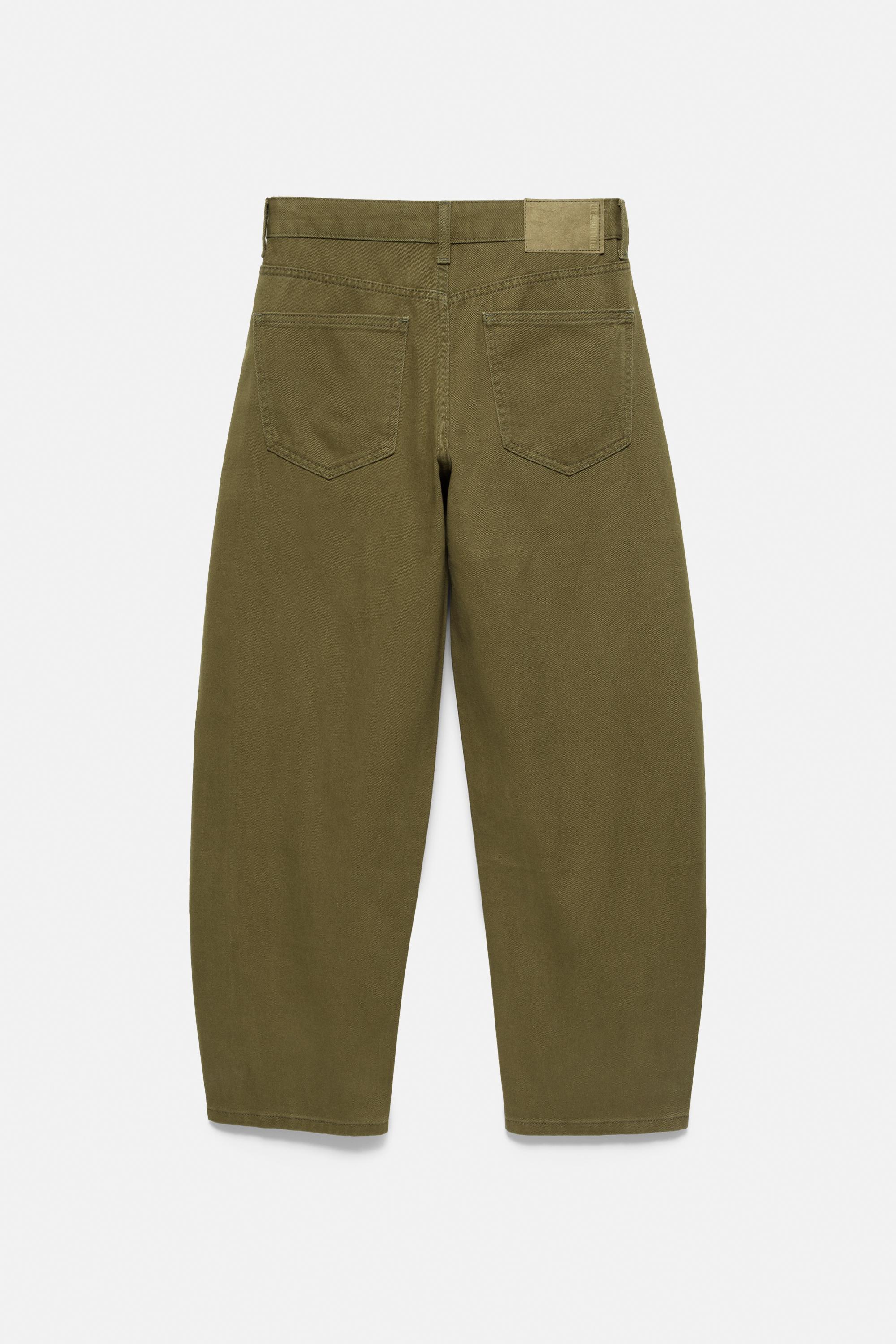 Low-rise barrel jeans — Khaki