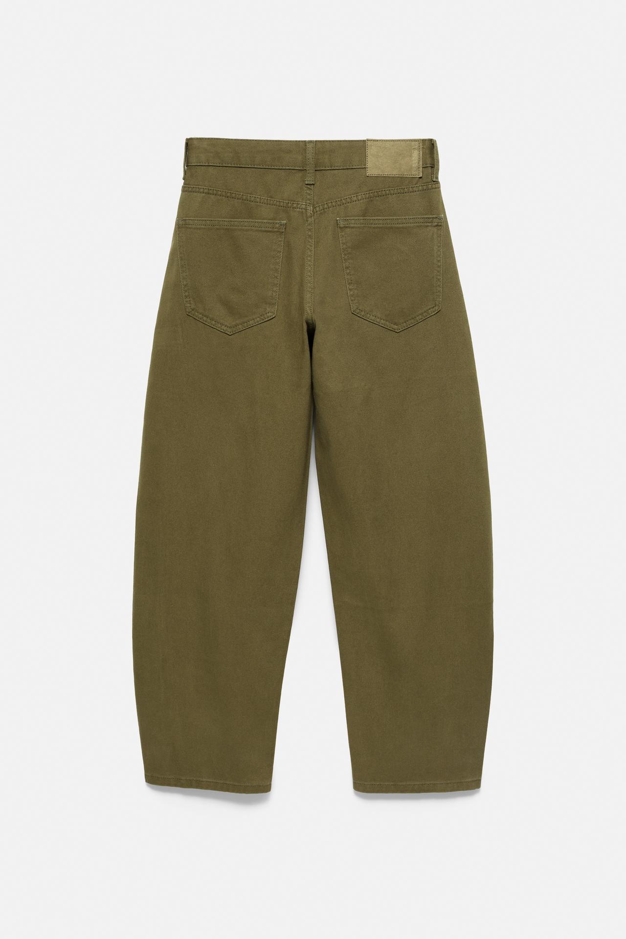 Low-rise barrel jeans — Khaki