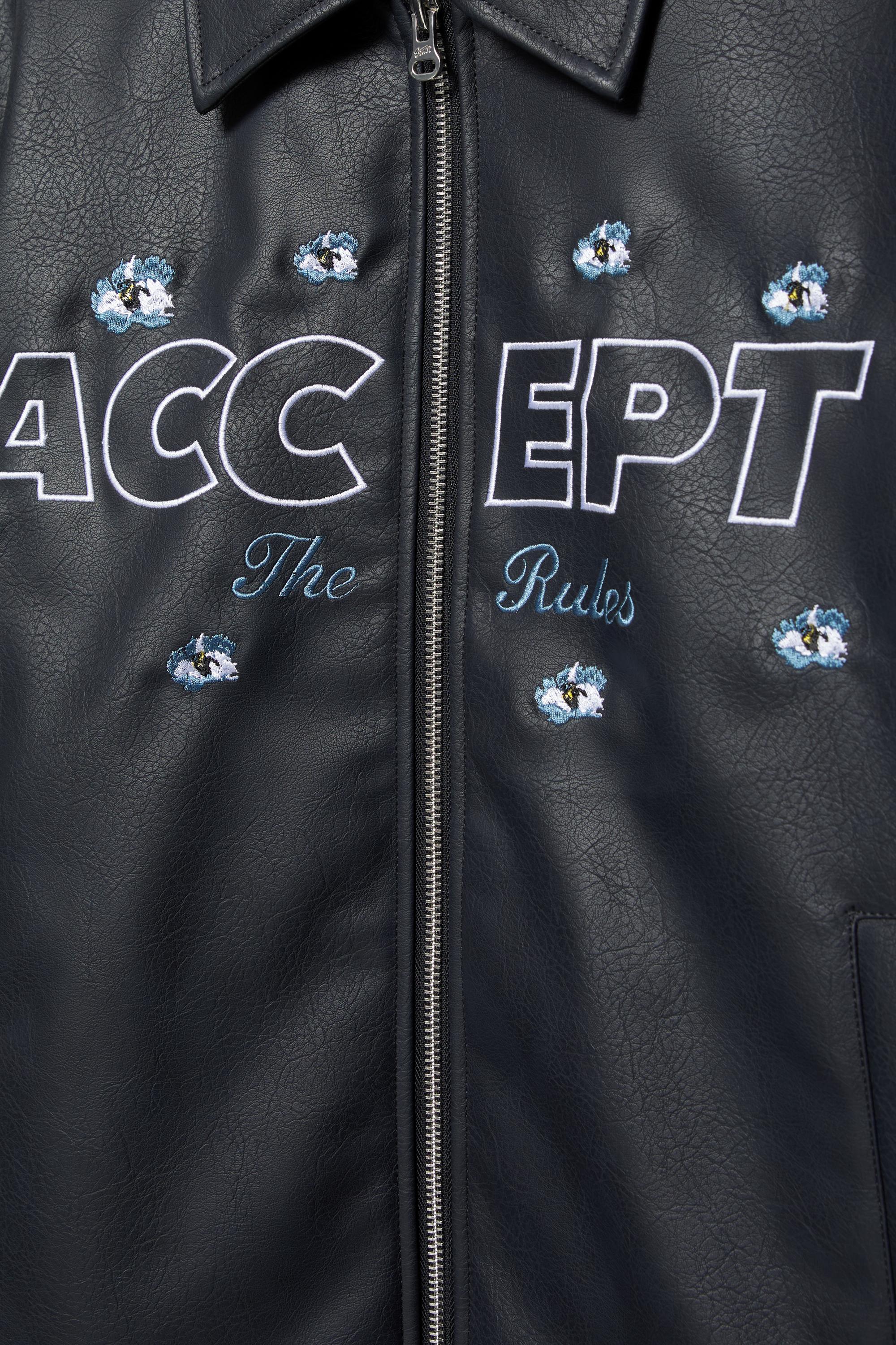 Çiçekli suni deri ceket - Görsel 3