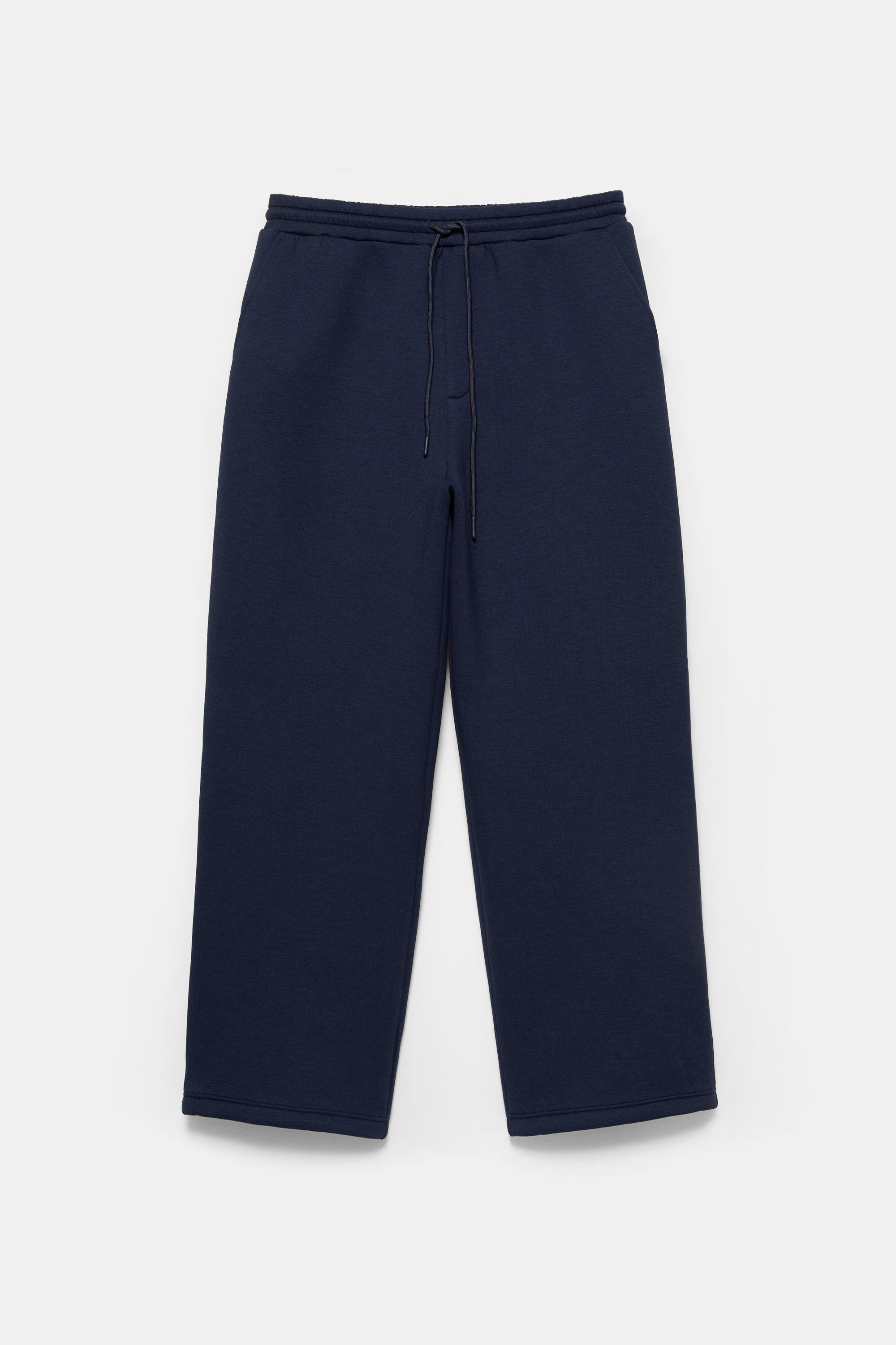 Neoprene-effect baggy trousers — Navy