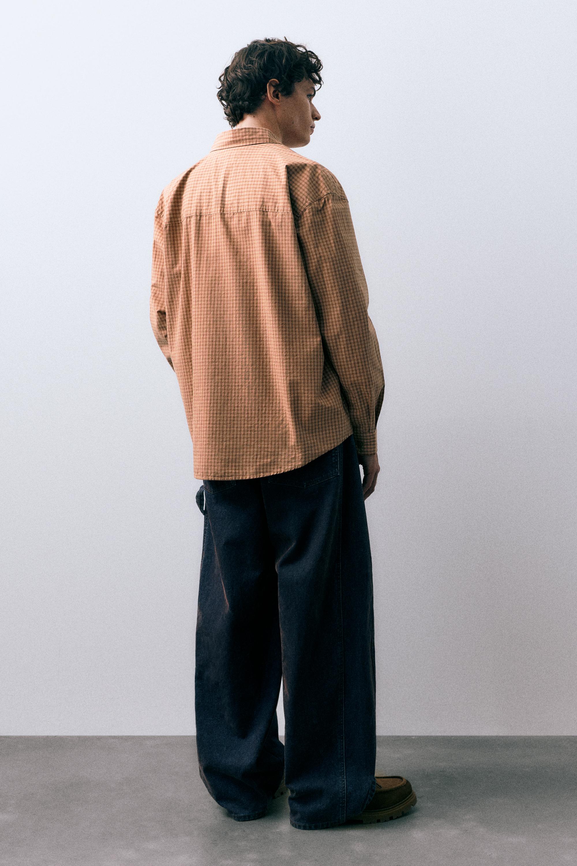 Orange check shirt — Orange