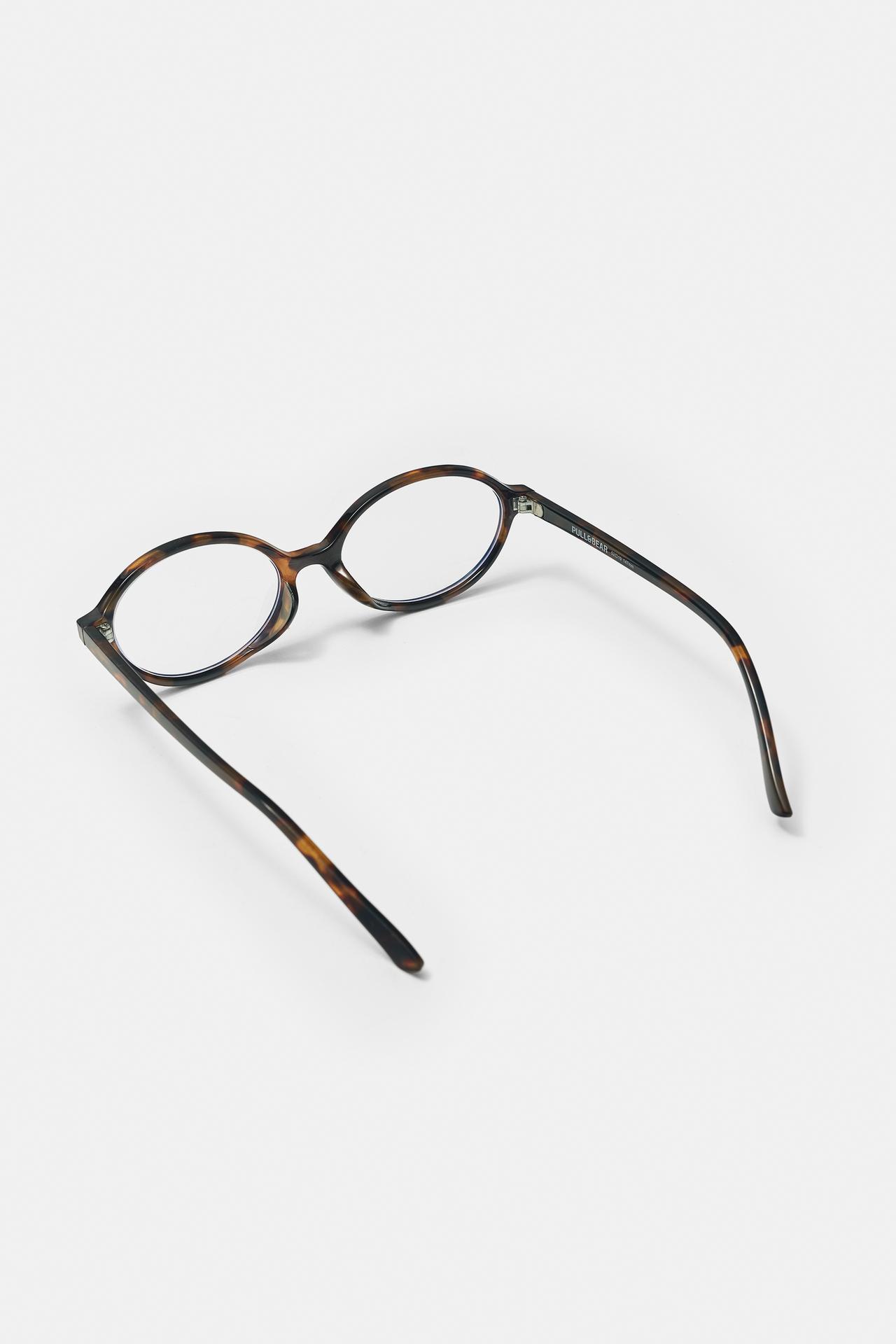 Oval blue light filter glasses — Brown