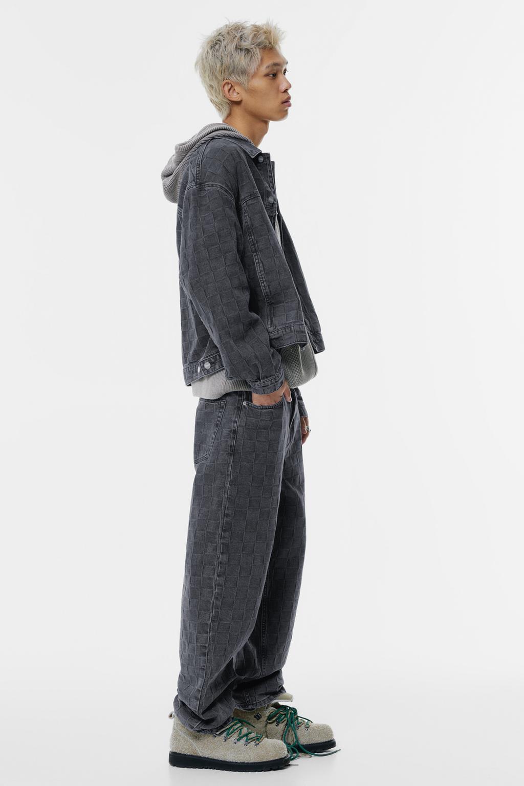 Jean baggy à carreaux pull&bear