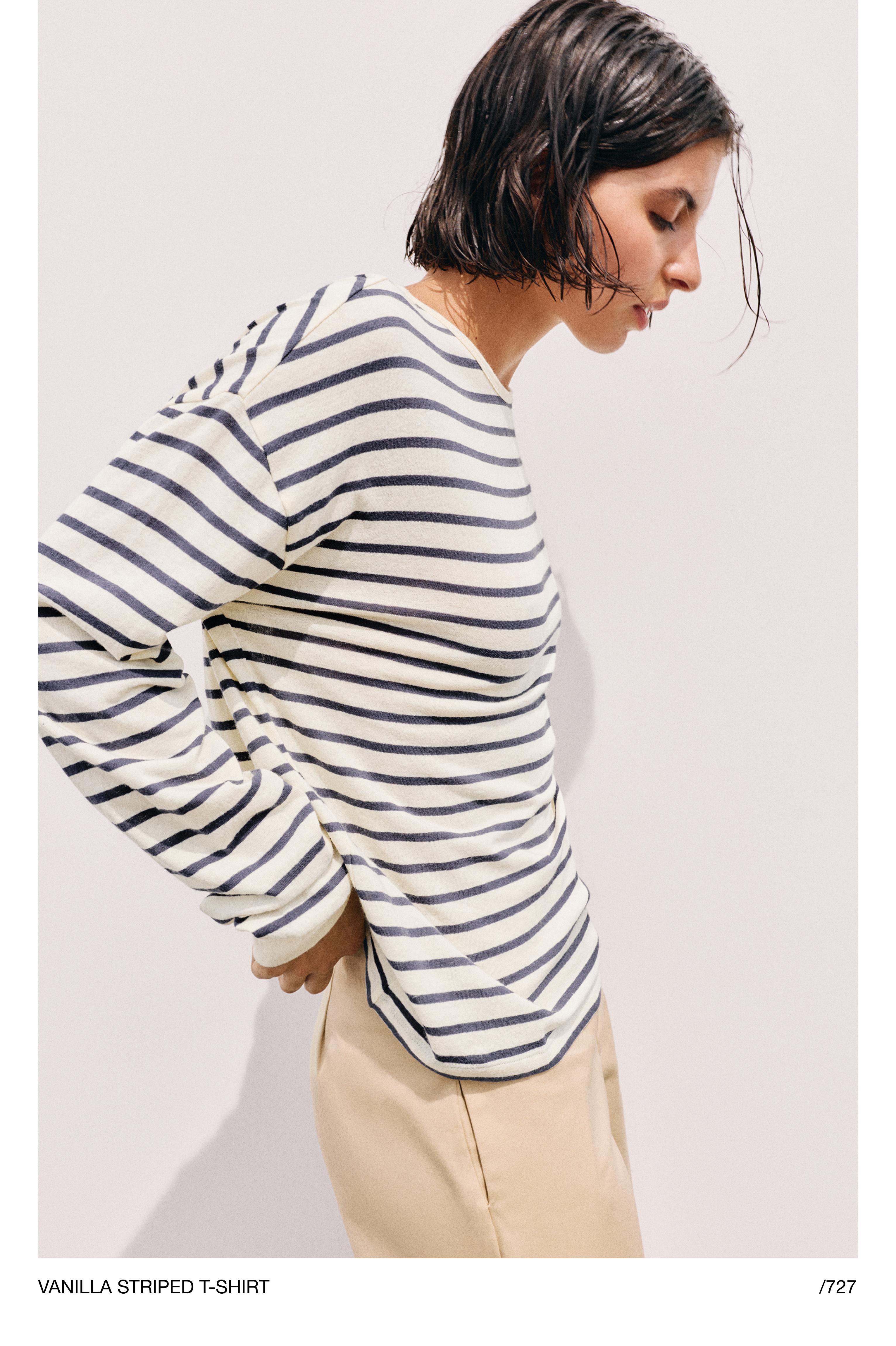 Oversize long sleeve striped T-shirt — Vanilla