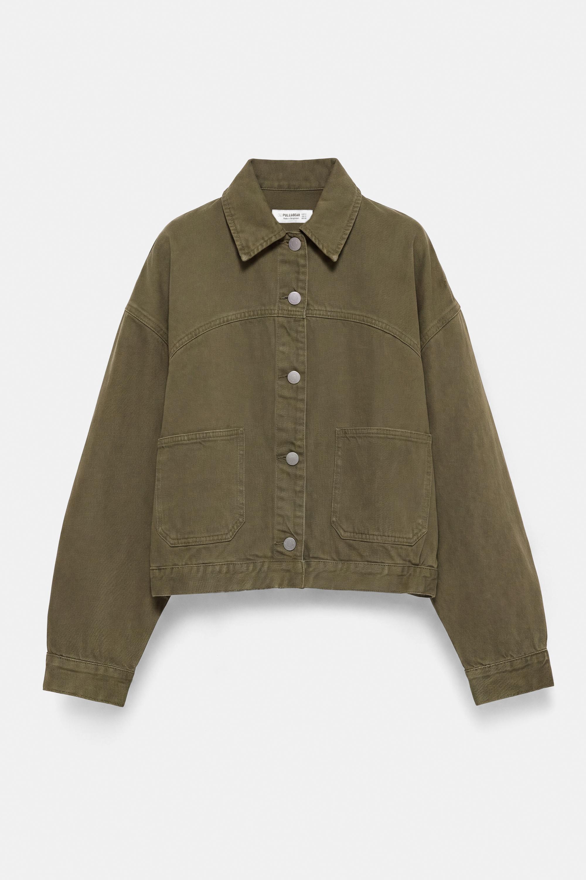 Boxy denim overshirt — Khaki