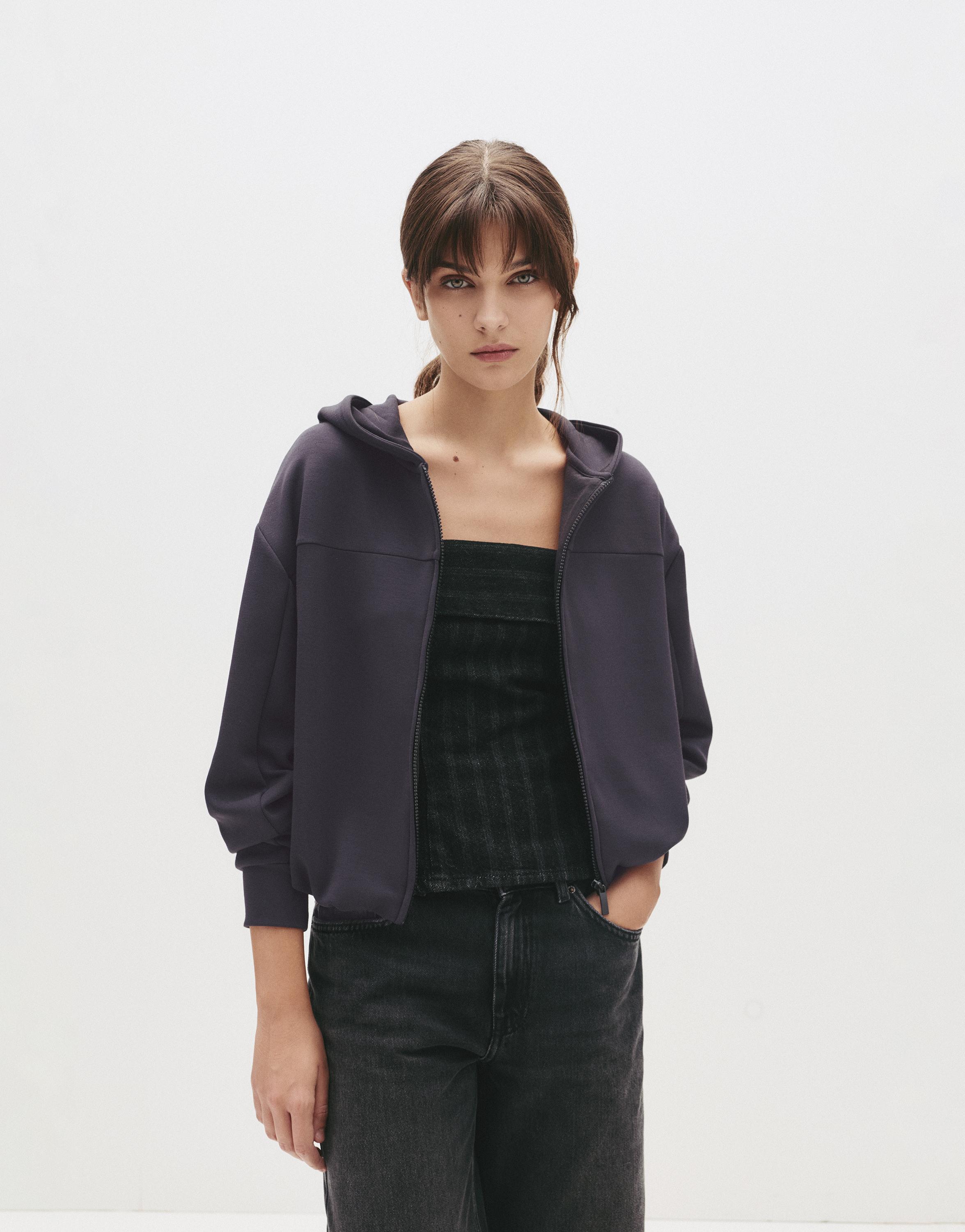 Soft touch hooded sweatshirt — Black