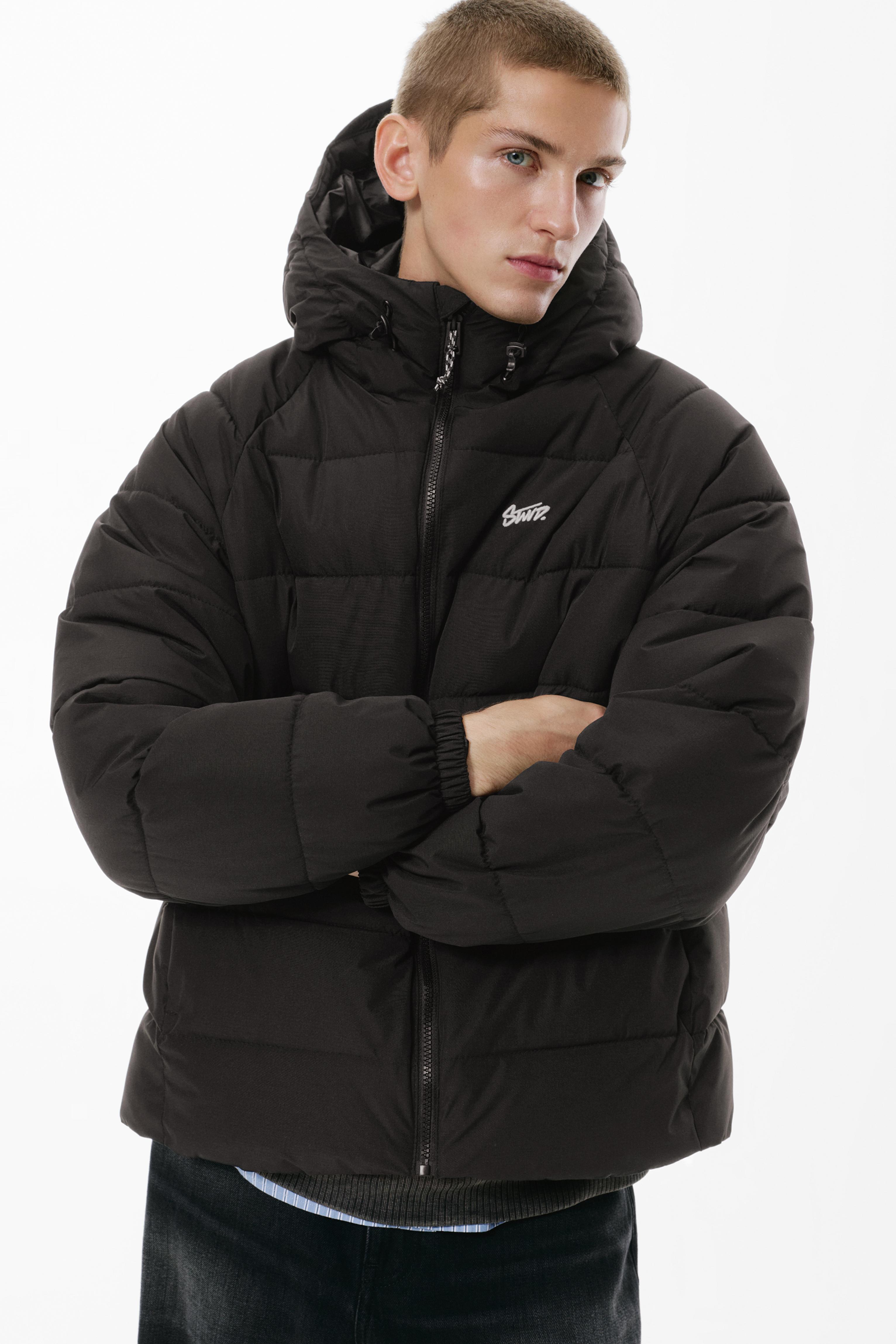 STWD hooded puffer jacket — Black