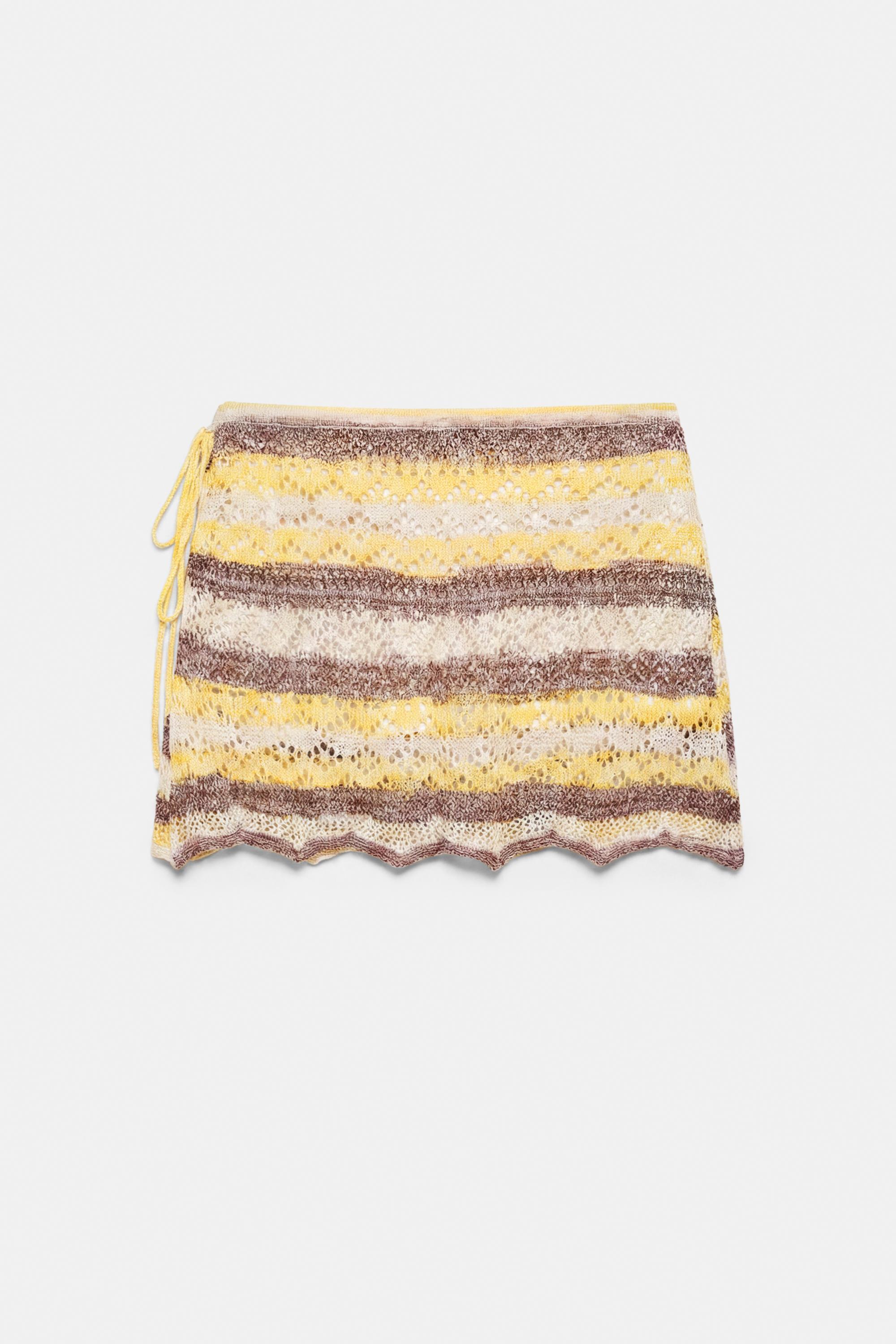 Space dye cutwork mini skirt — Yellow