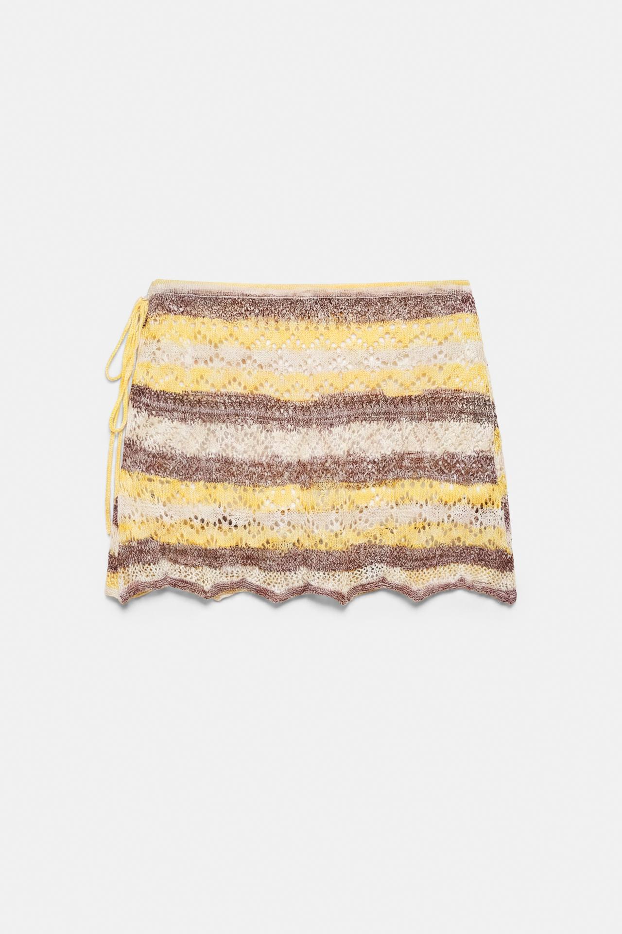 Space dye cutwork mini skirt — Yellow