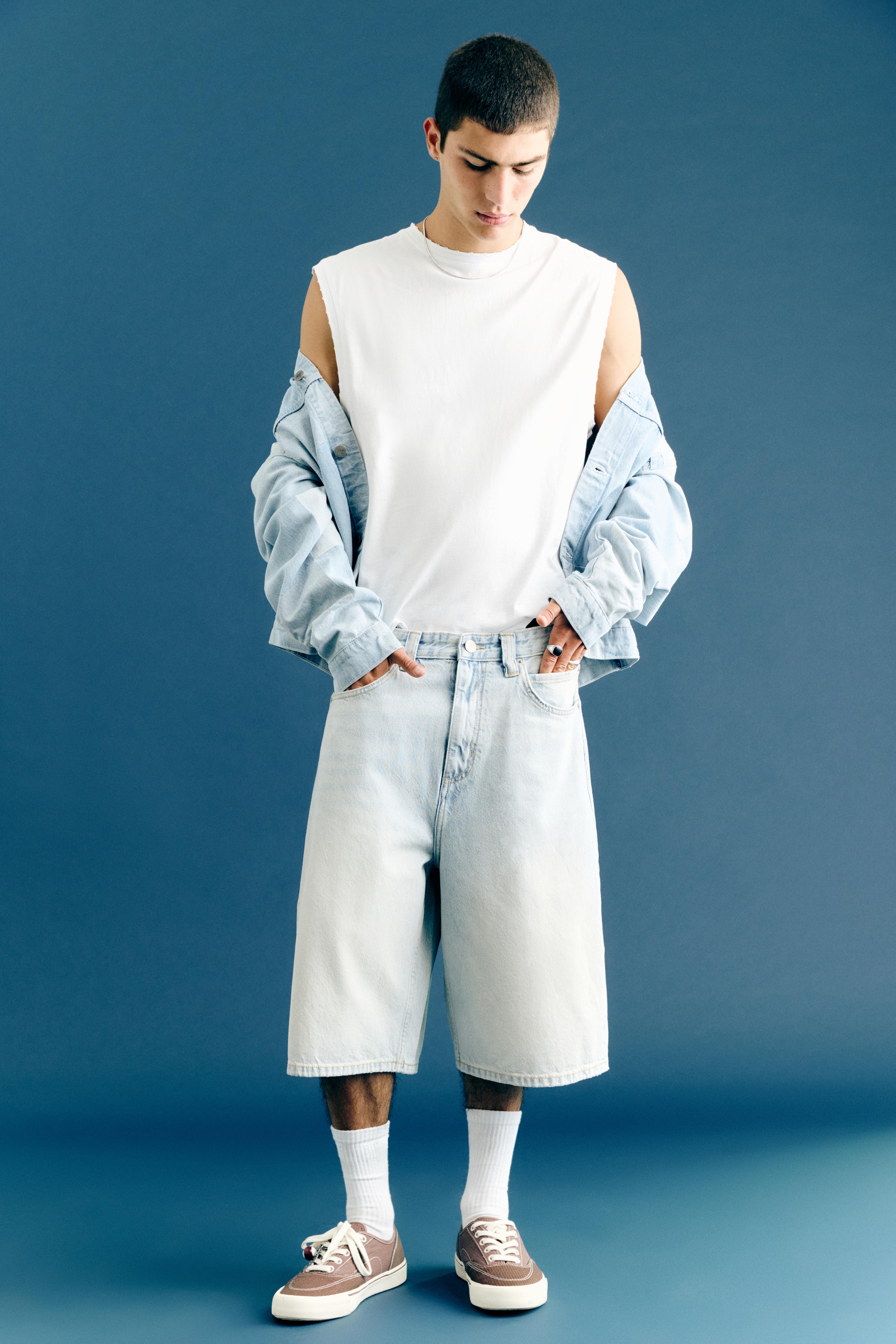 Skater denim Bermuda shorts — Pale blue