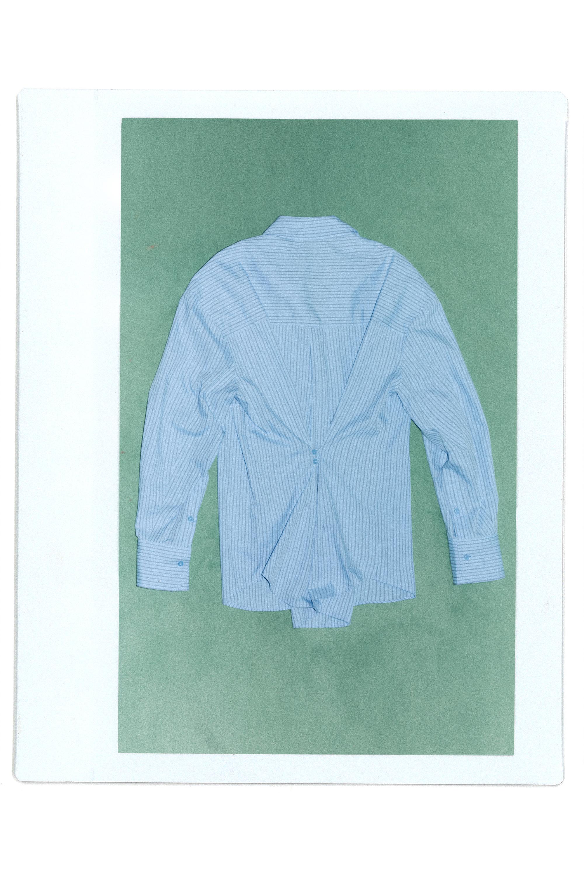 Gathered check shirt — Sky blue