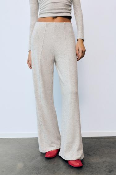 Soft touch wide-leg trousers — Pale marl 2