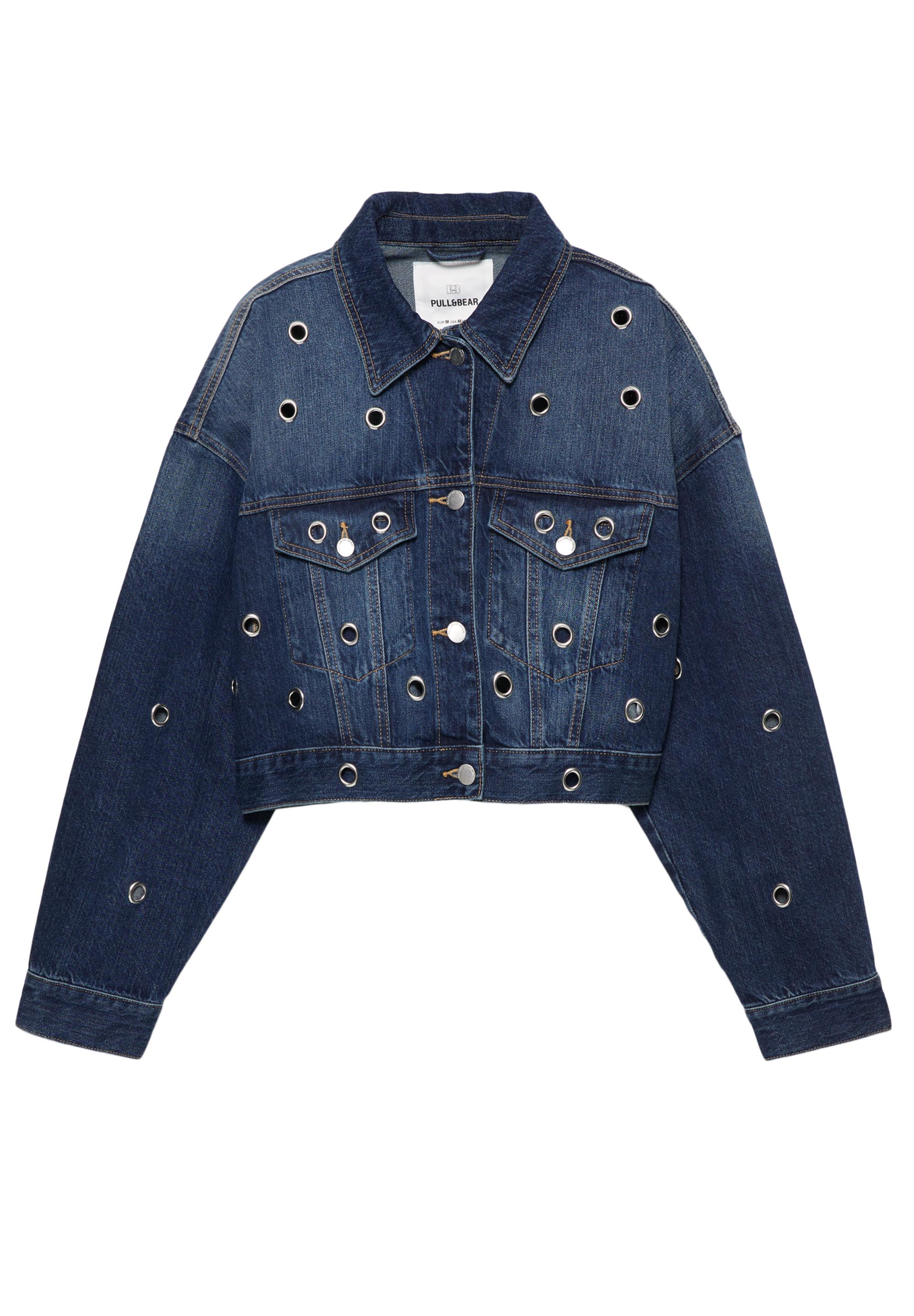 Delikli denim ceket - Görsel 4