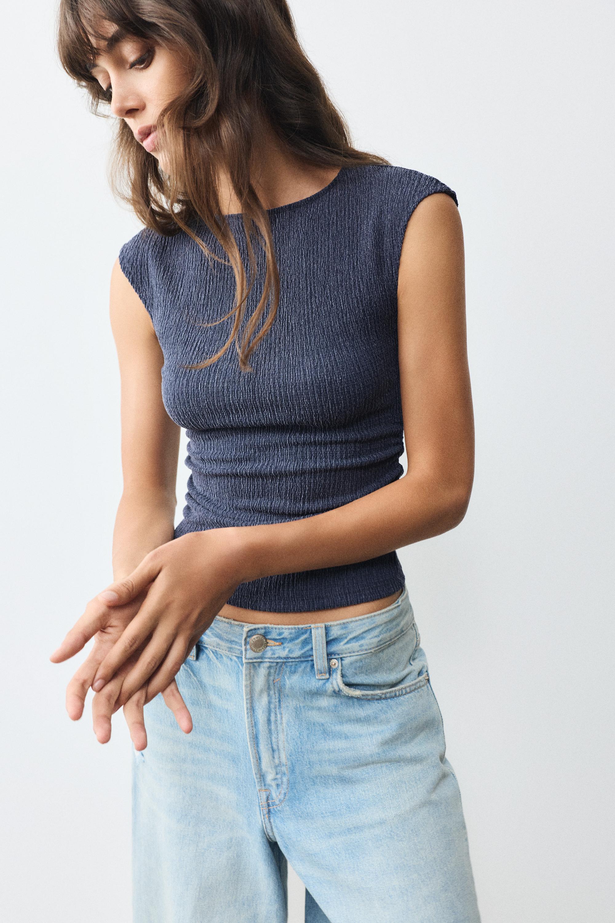 Crepe top — Navy