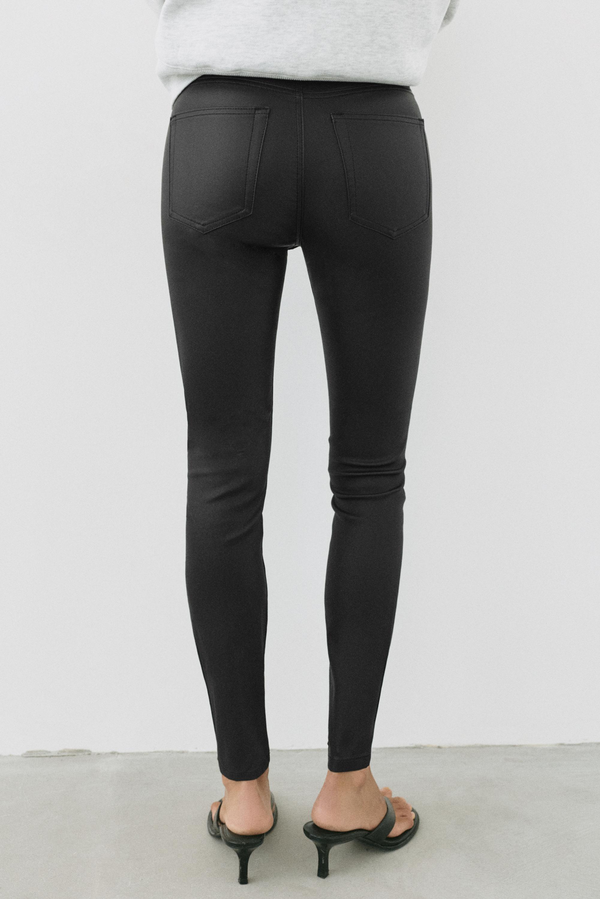 Leather effect skinny trousers — Black