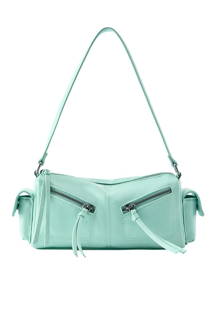 Multi-pocket zip shoulder bag — Mint green