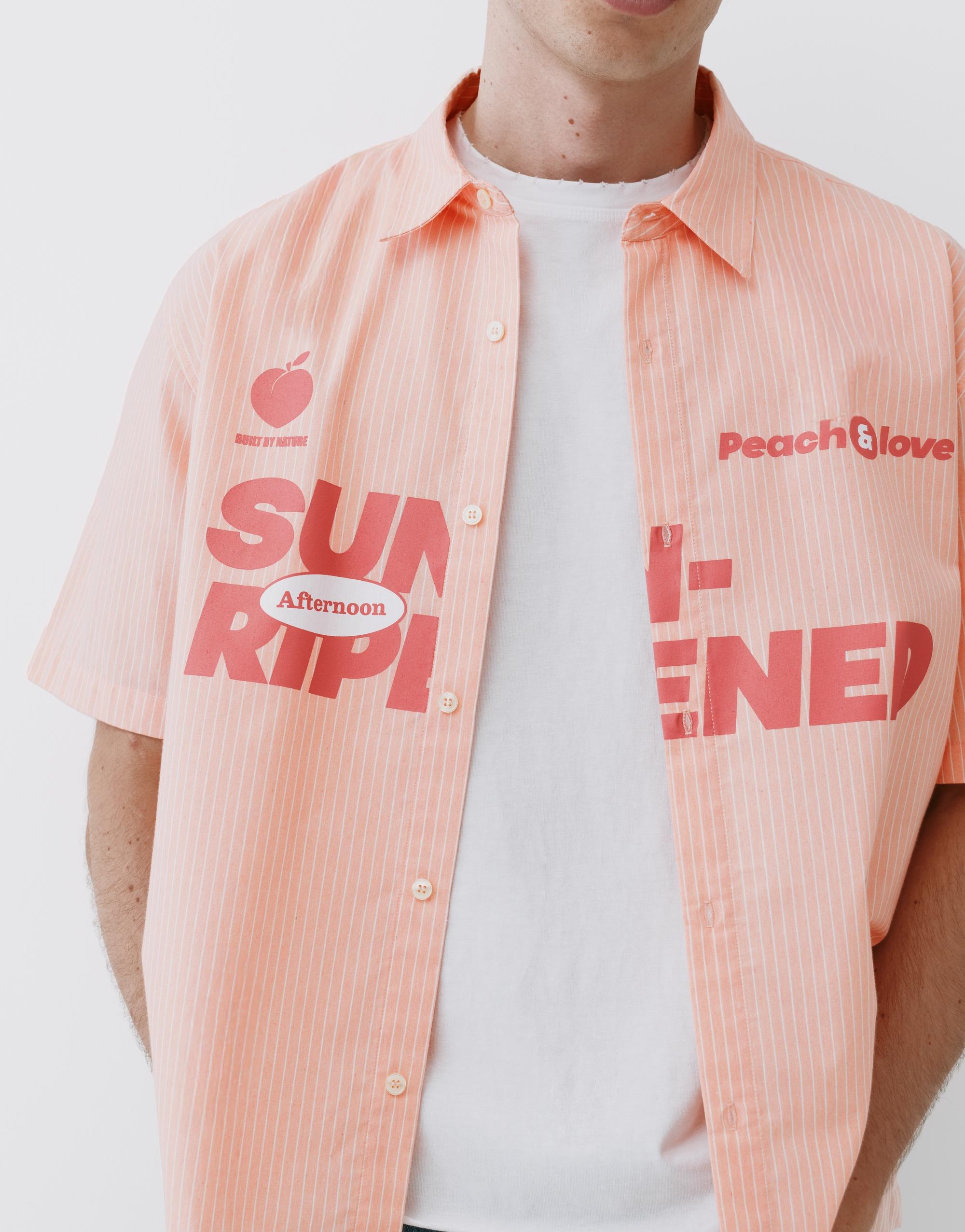 Peach striped graphic shirt — Chalk pink