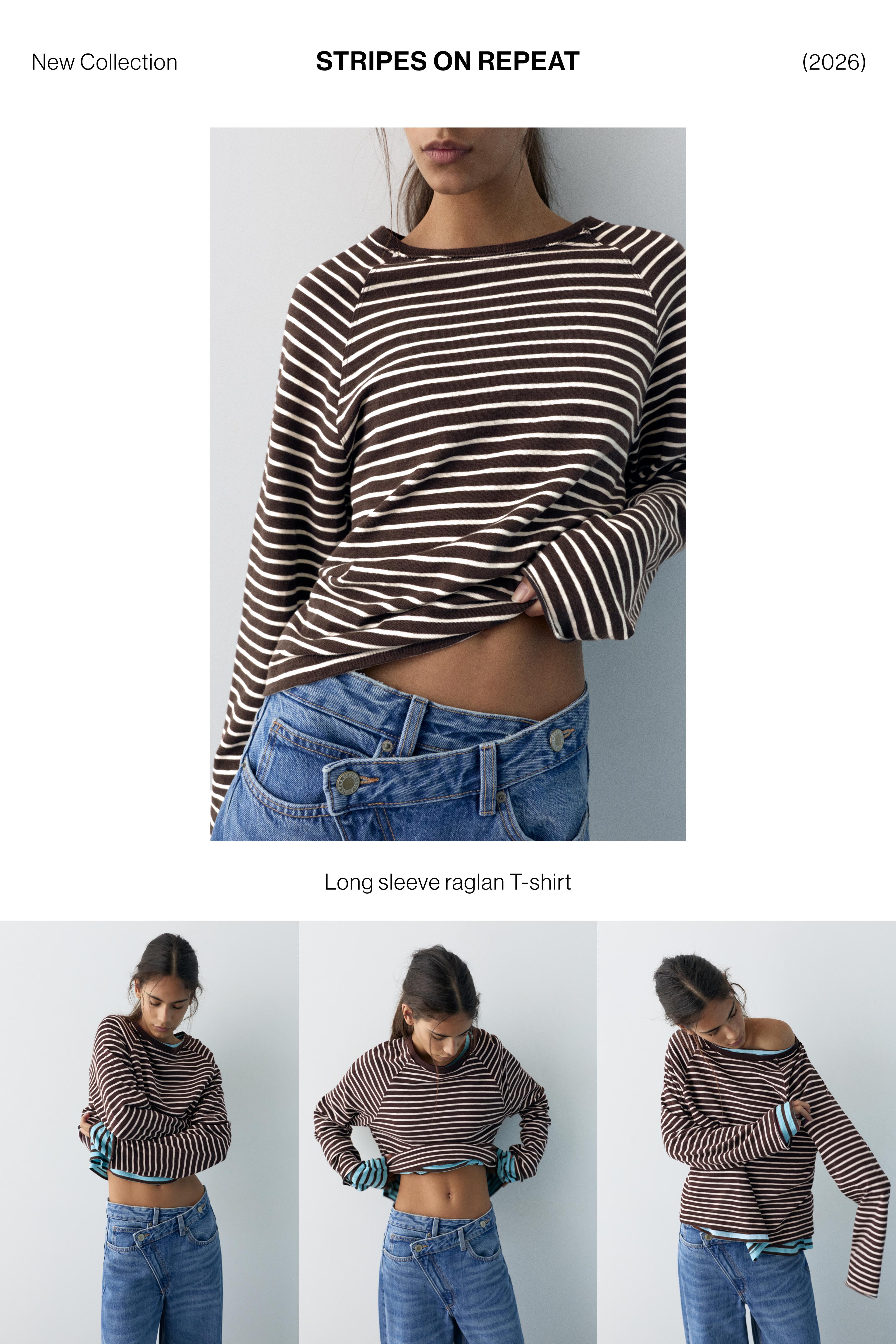 Long sleeve raglan T-shirt — Striped