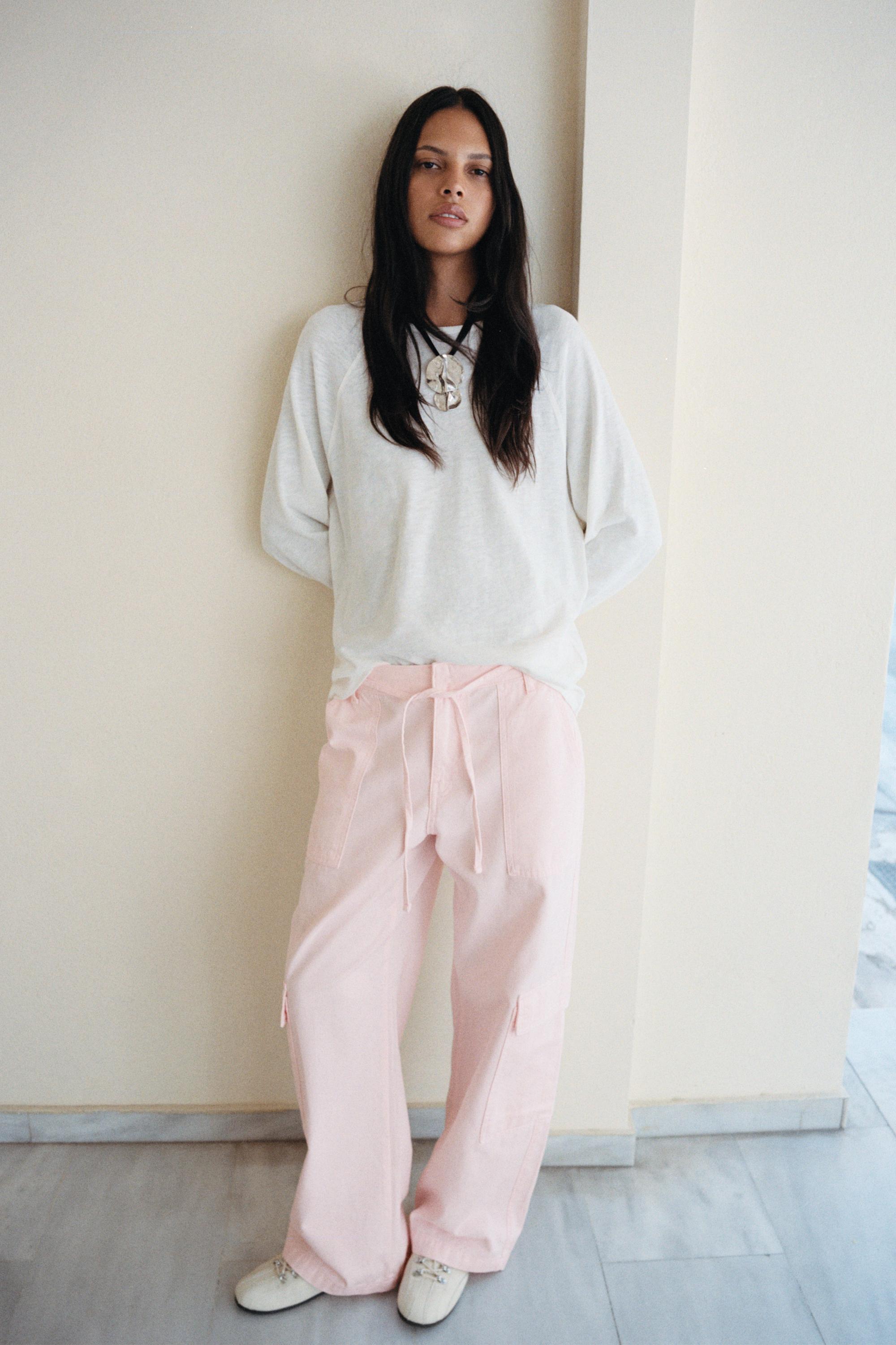 Straight pink cargo trousers — Pink
