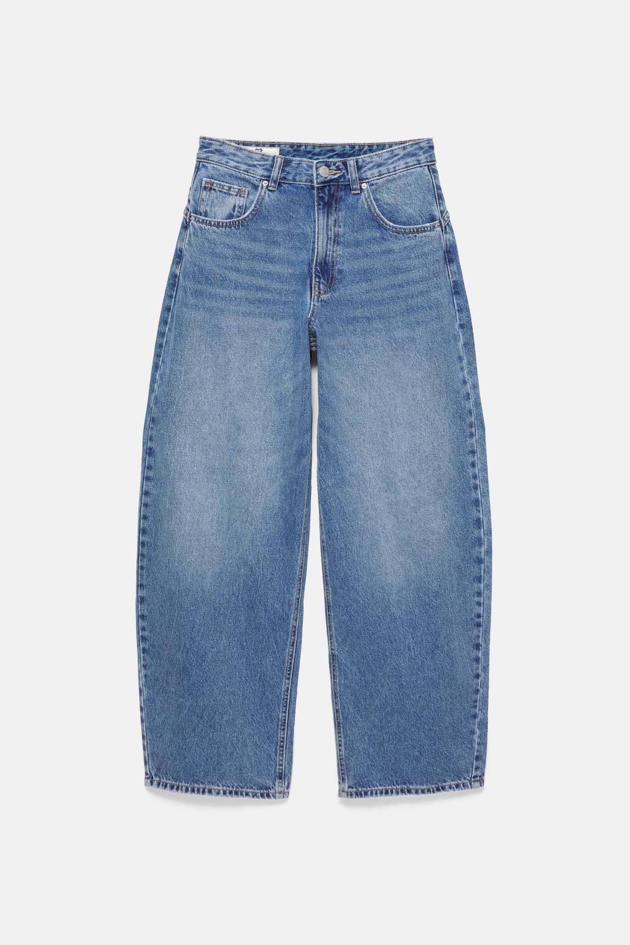 High-waist balloon jeans — Medium blue