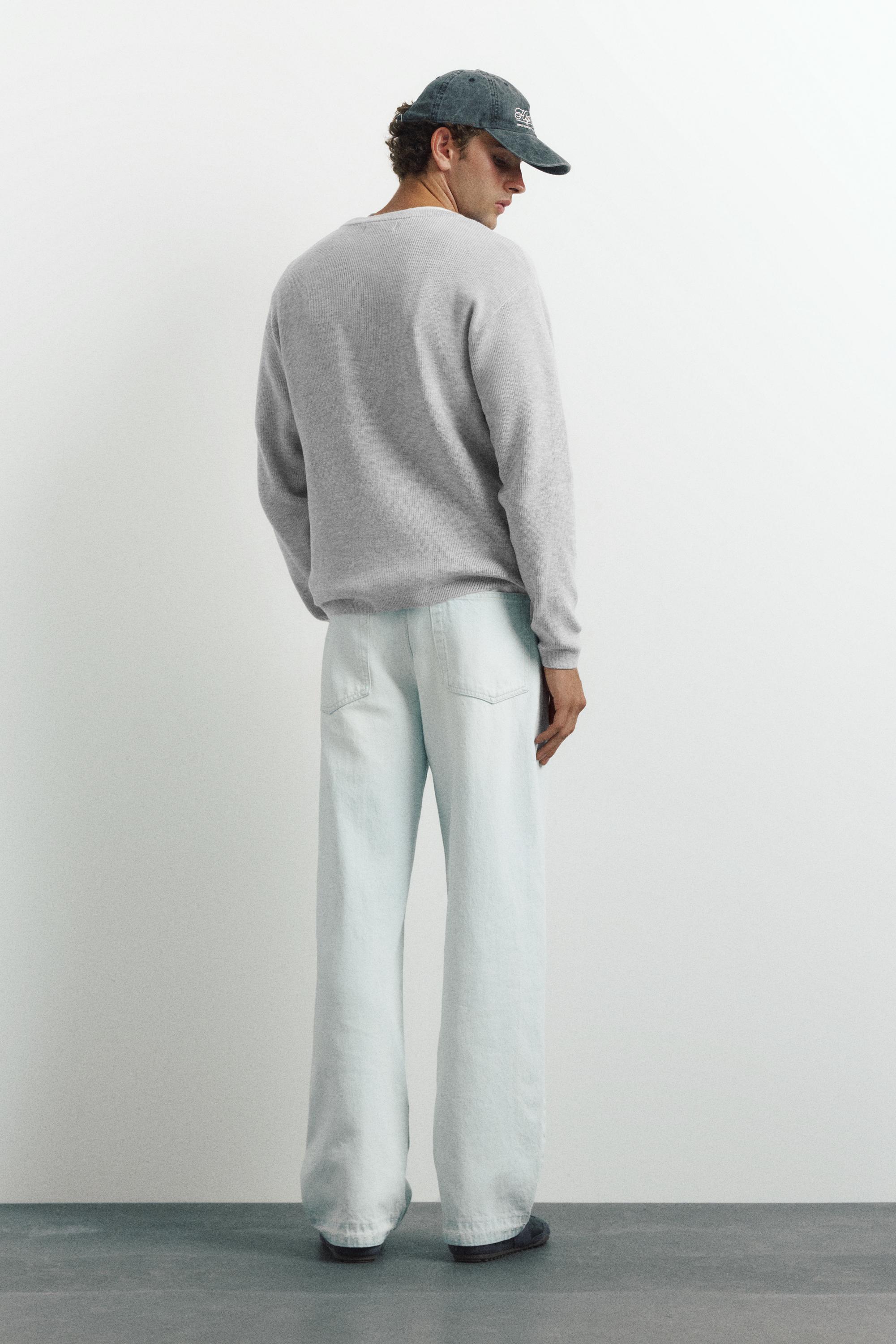 Henley neck jumper — Grey marl