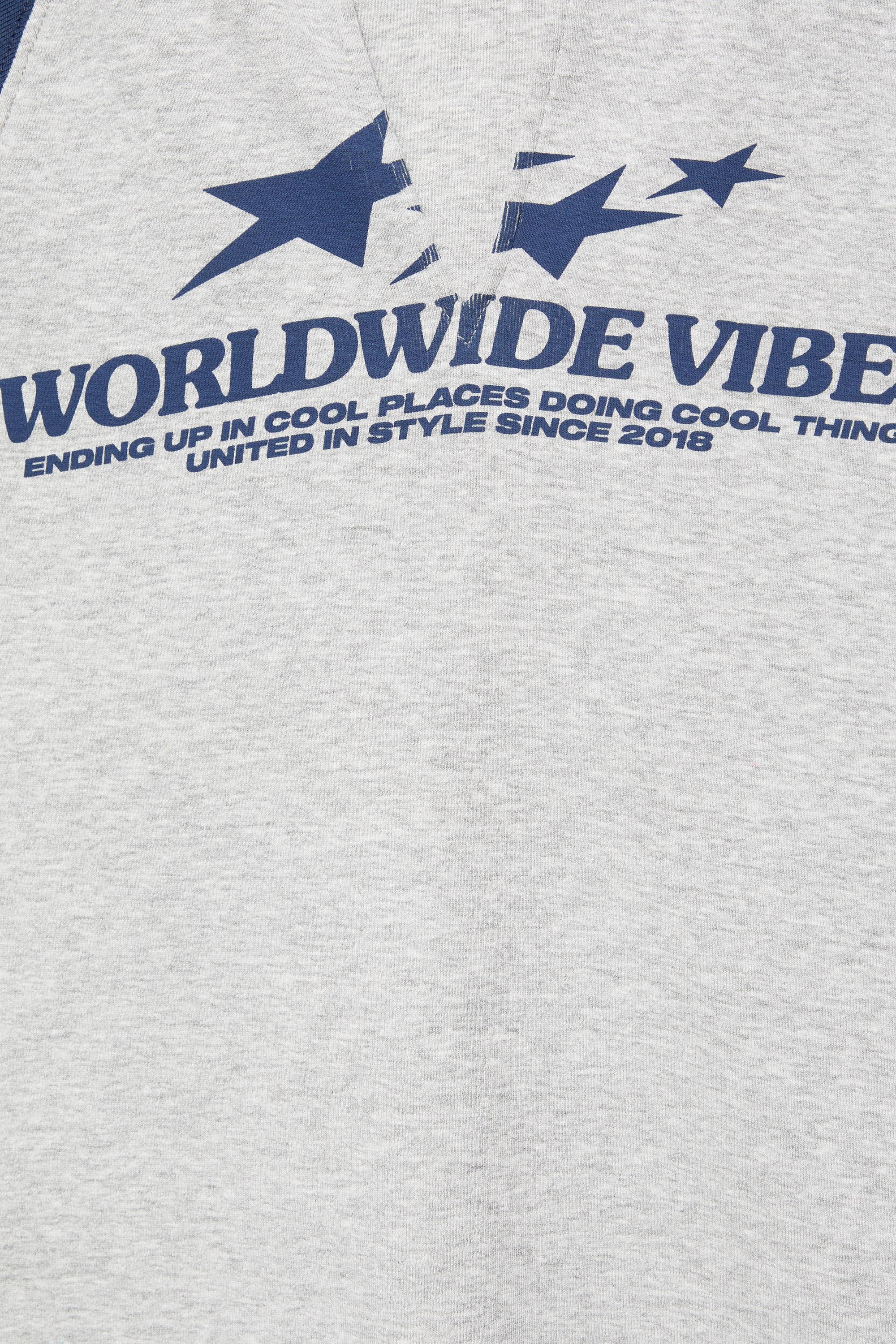 Graphic raglan sleeve T-shirt — Blue marl
