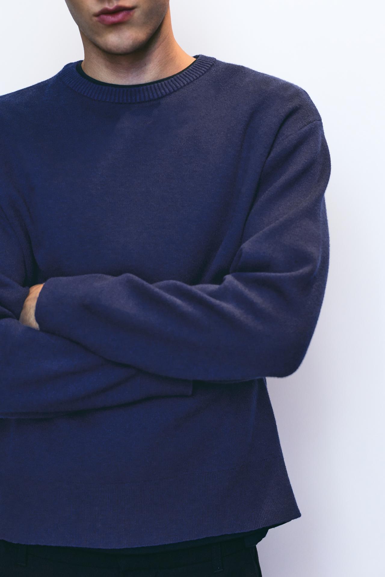 Soft-touch round neck jumper — Indigo
