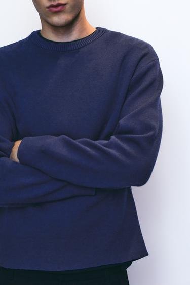 Soft-touch round neck jumper — Indigo 3