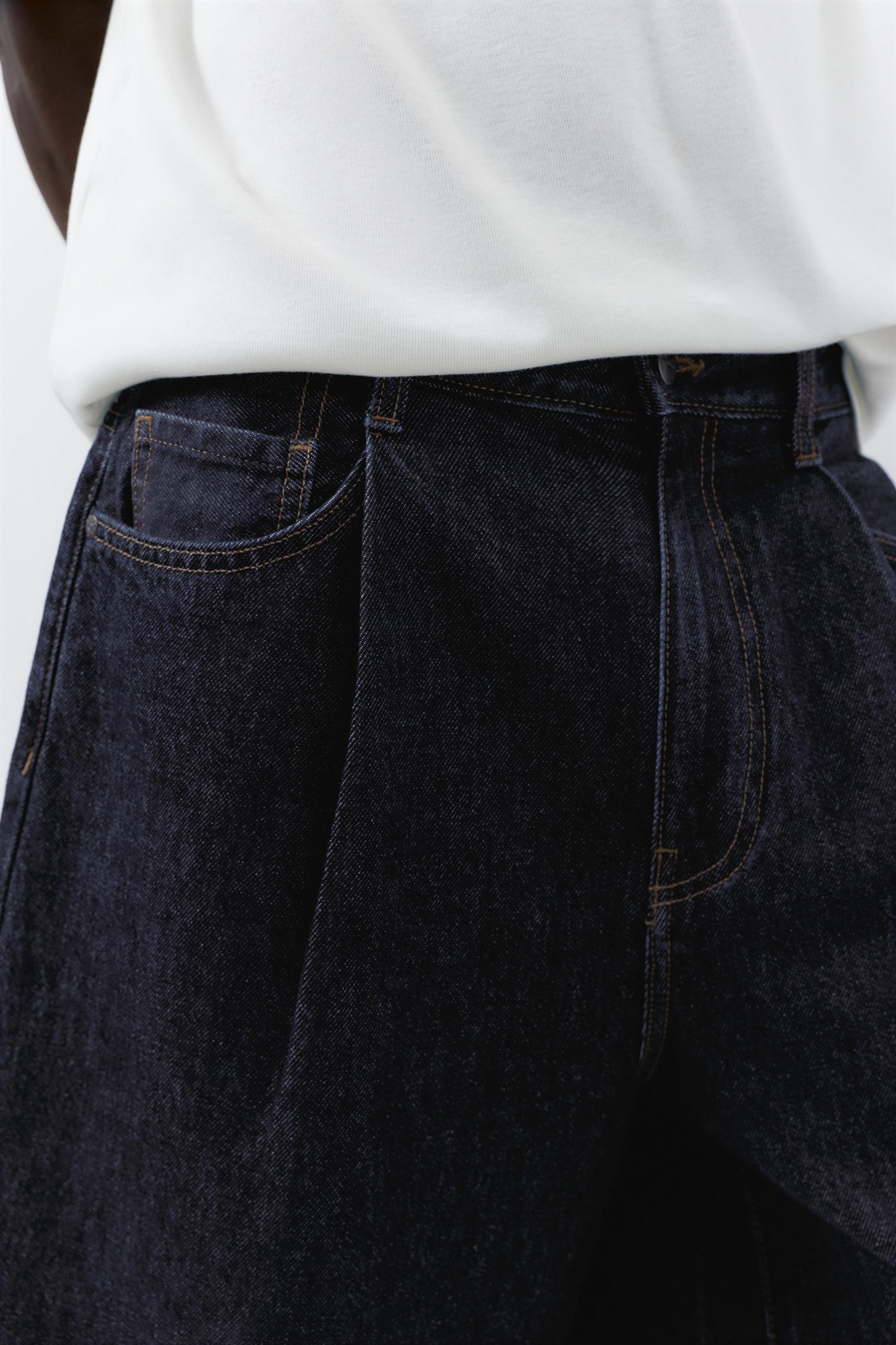 Pens detaylı geniş paça denim bermuda - Görsel 21