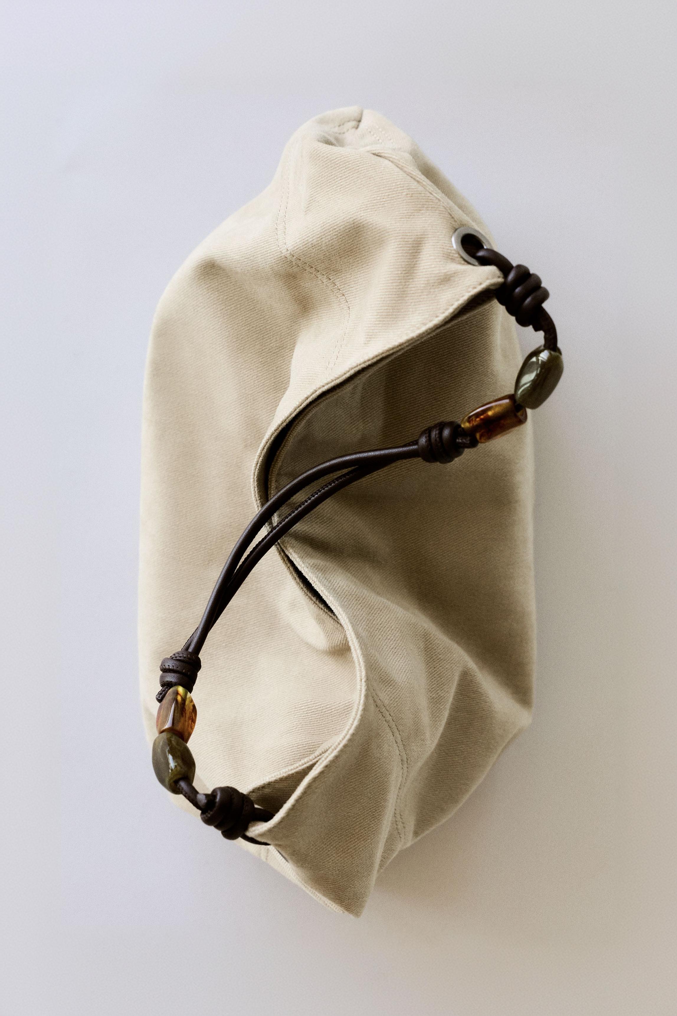 Beaded tote bag — Leather