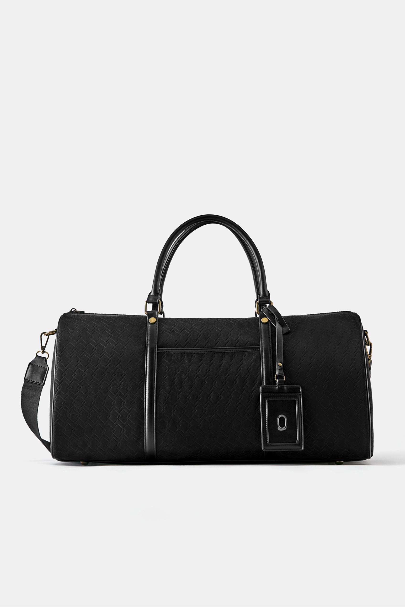 Embossed bowling bag with embellishment — Black