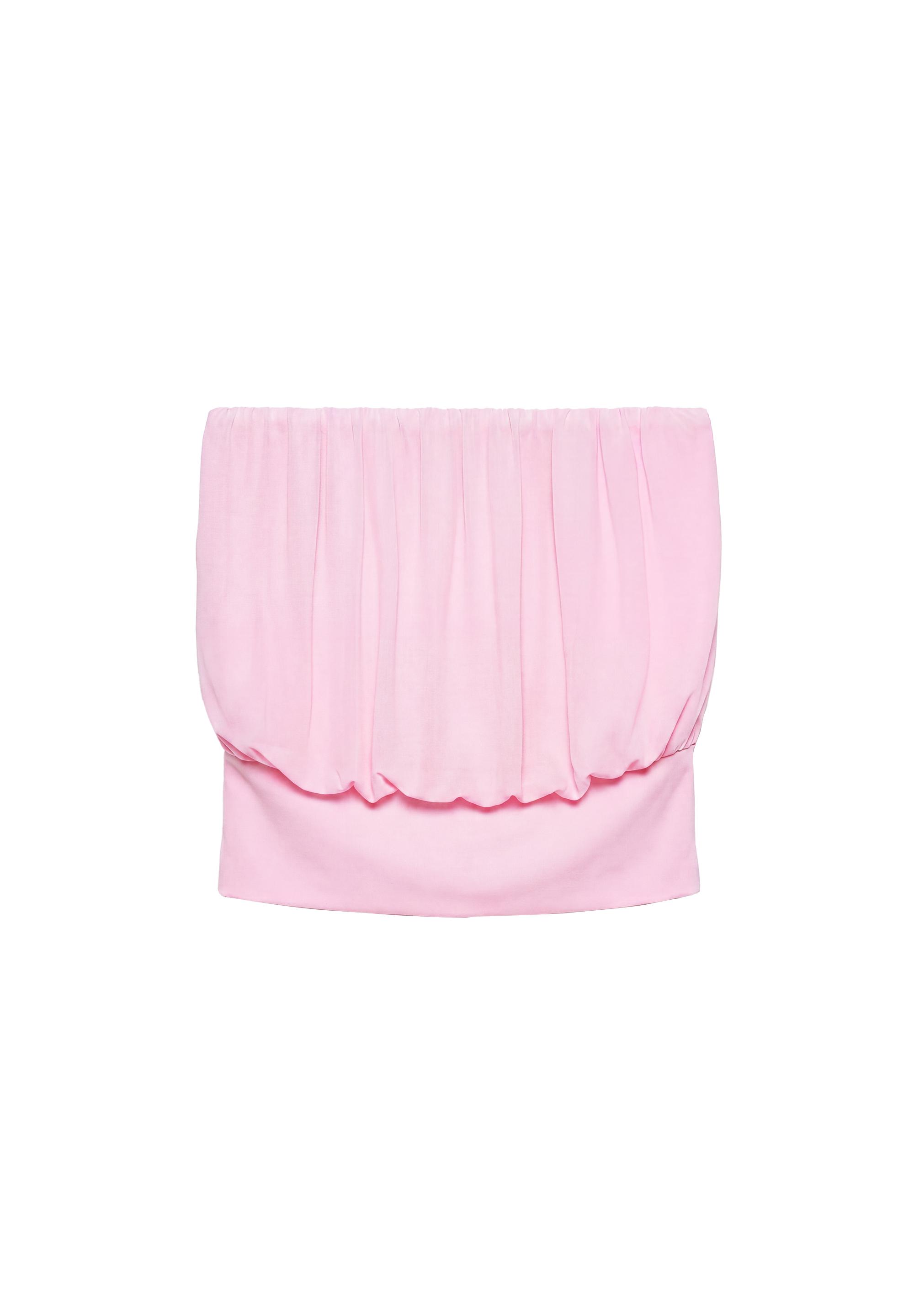 Strapless top with waistband — White/Pink