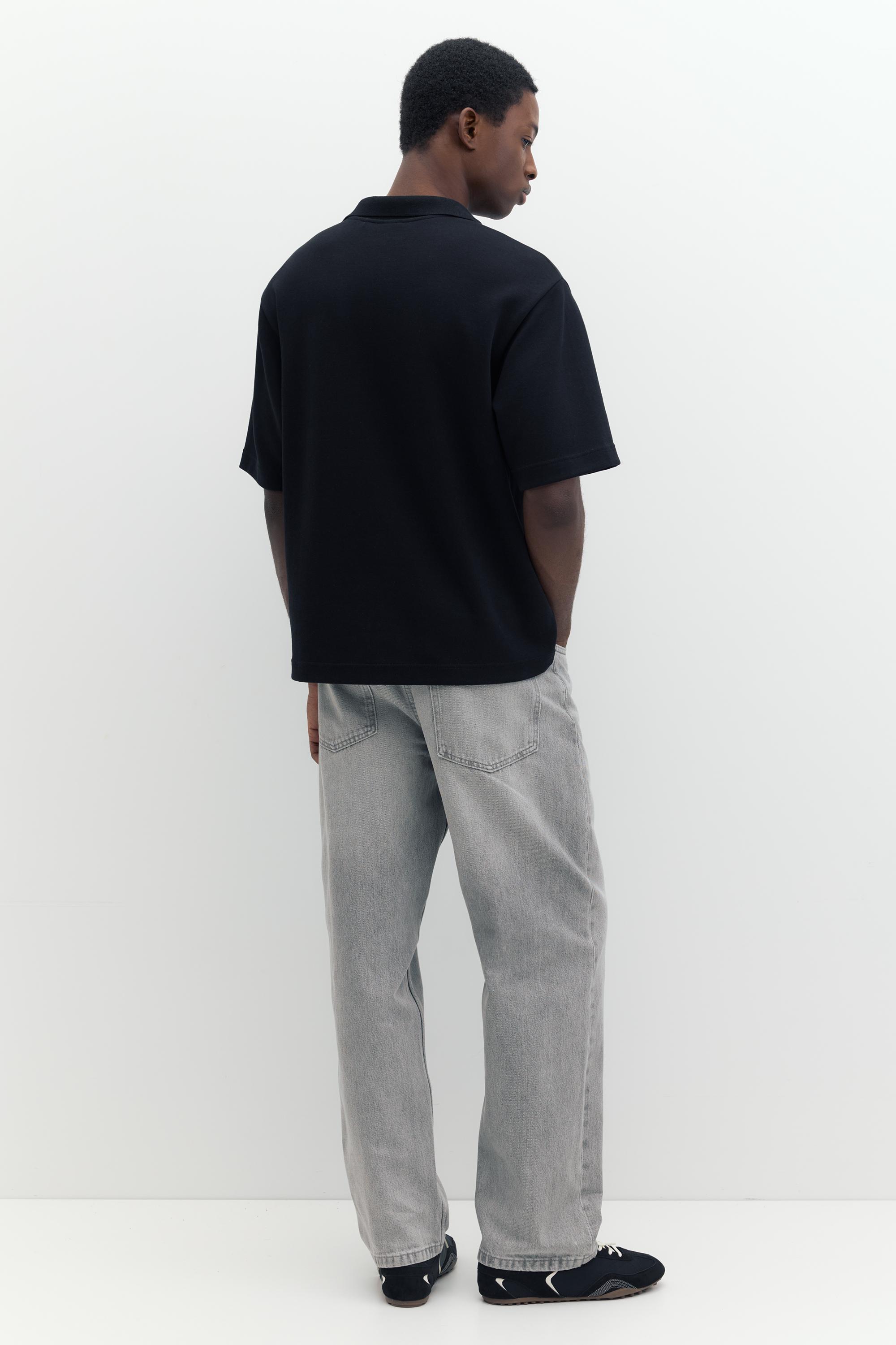 Short sleeve interlock polo shirt — Black