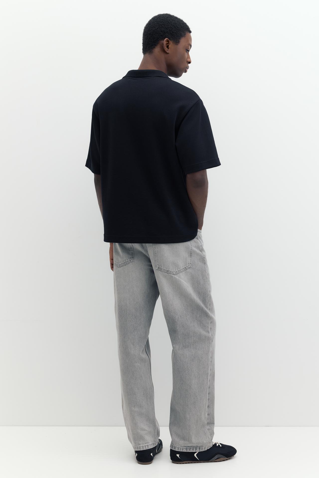 Short sleeve interlock polo shirt — Black
