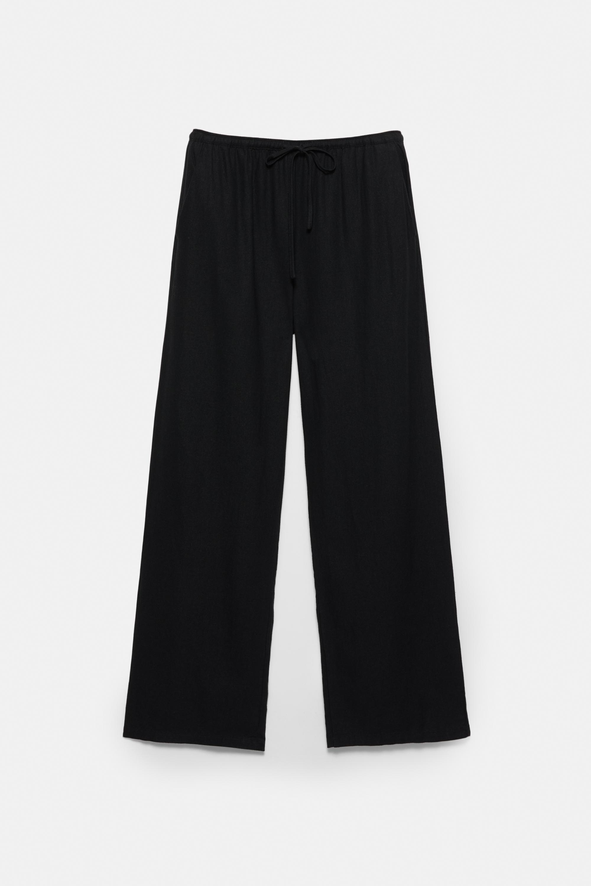 Flowy trousers with linen — Black