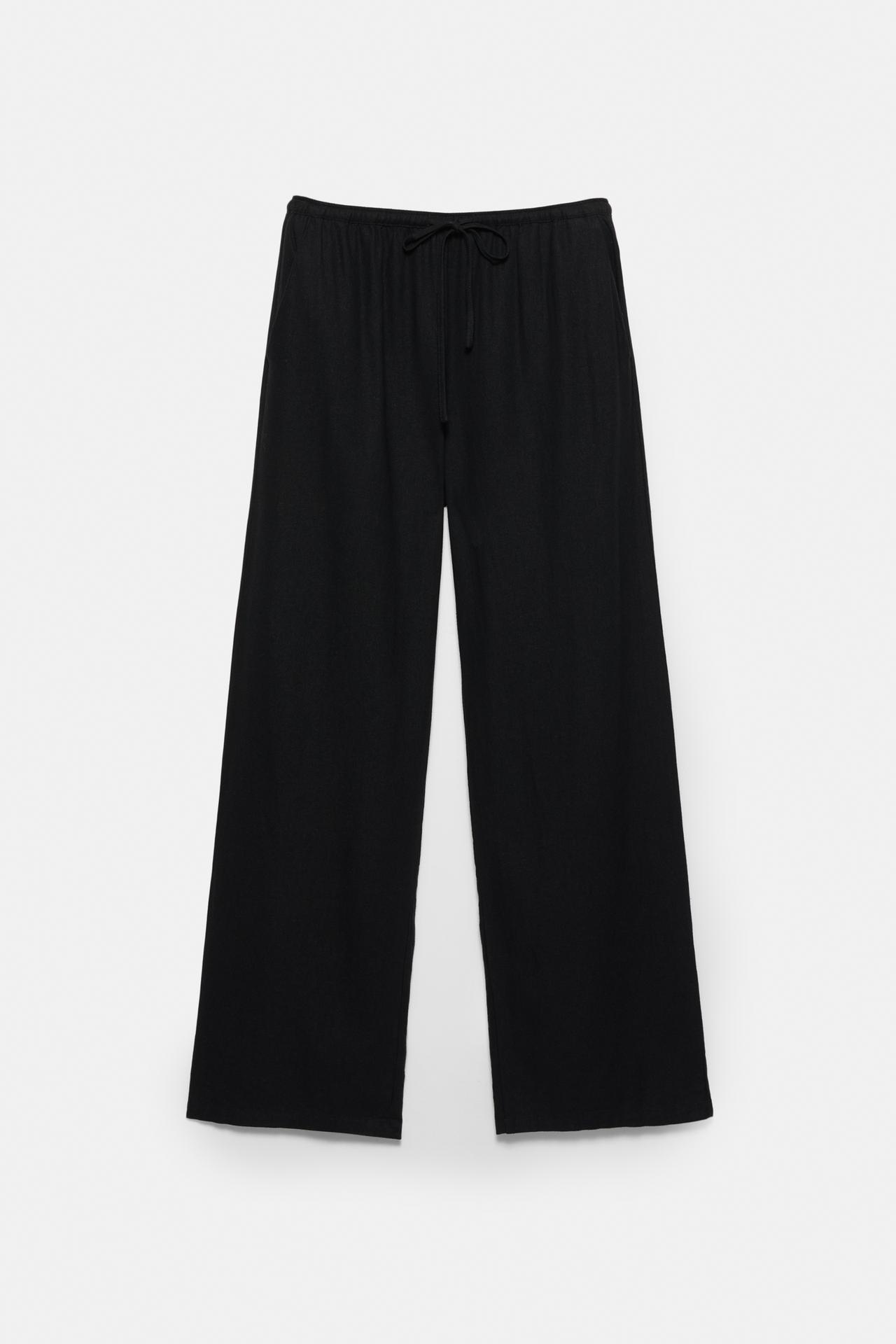 Flowy trousers with linen — Black