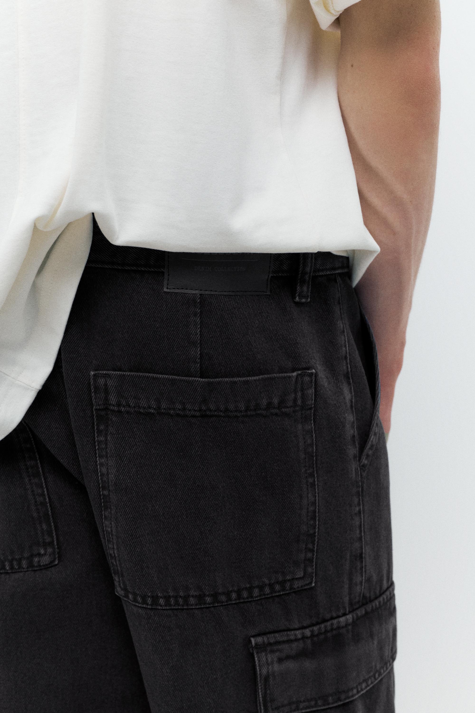 Baggy cargo jeans — Faded black